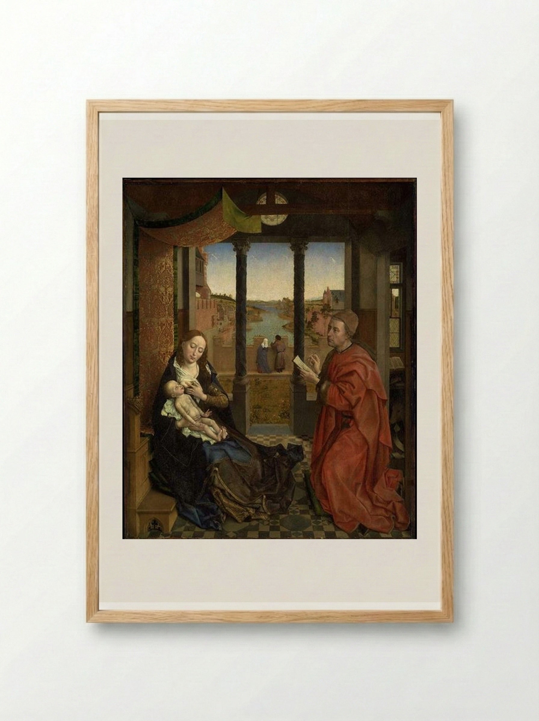 St. Luke Drawing a Portrait of the Virgin Mary - Rogier van der Weyden - Framed Print Wood