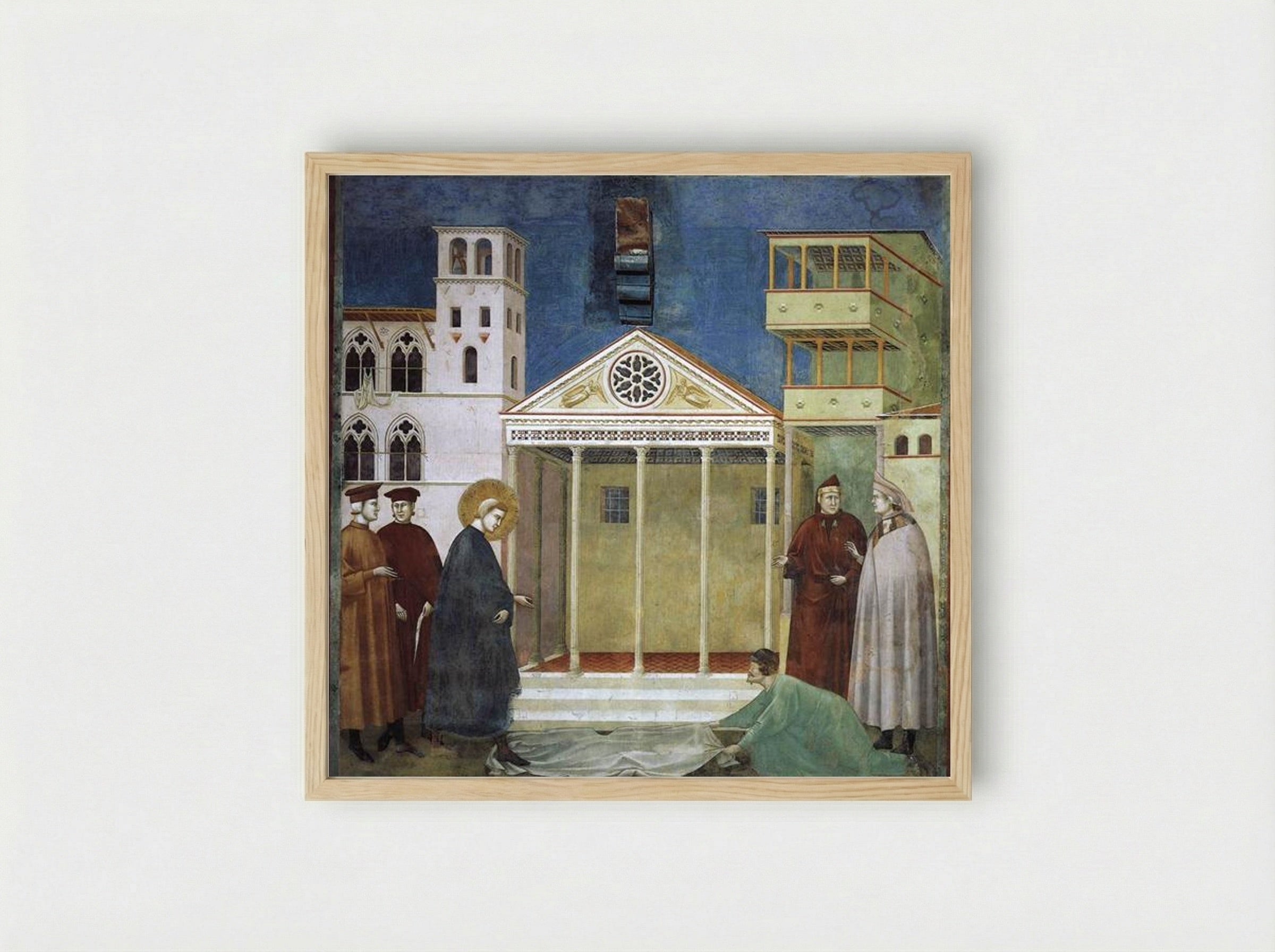 St. Francis Honoured by a Simple Man - Giotto di Bondone - Framed Print Wood