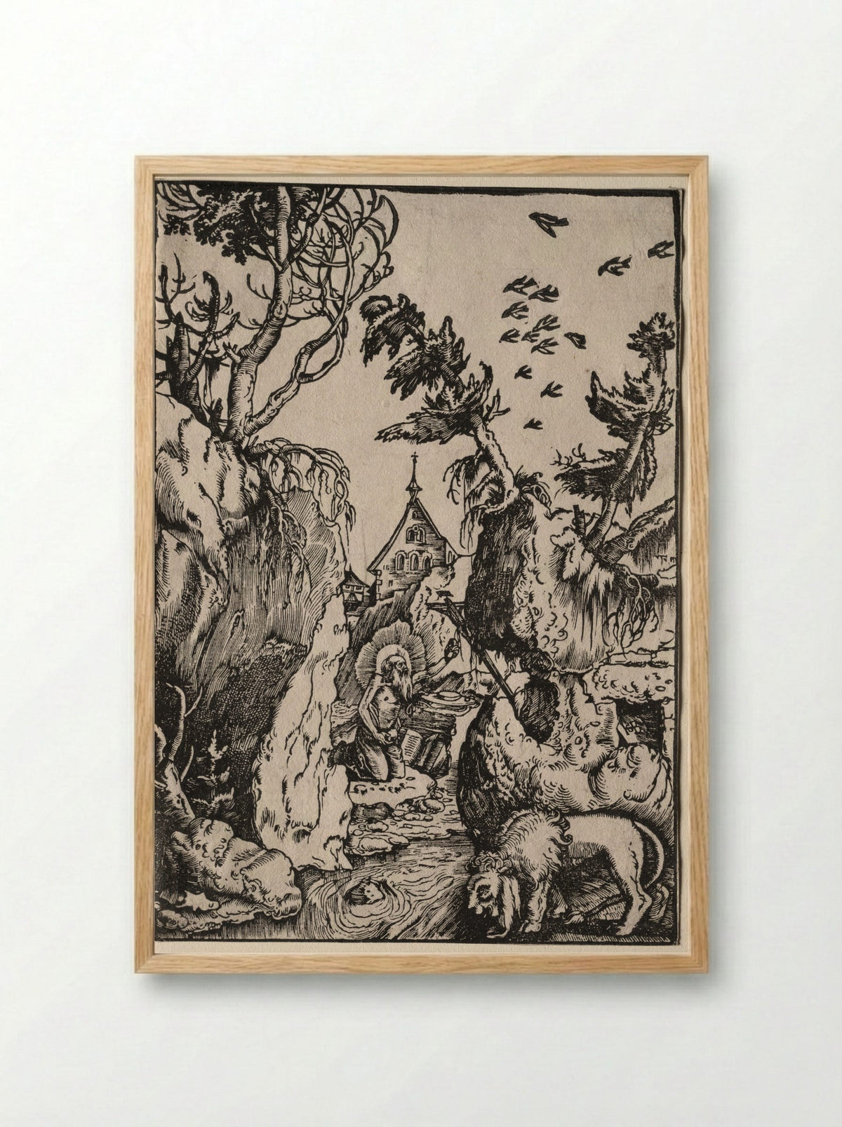 St. Jerome in the Wilderness - Hans Baldung - Framed Print Wood