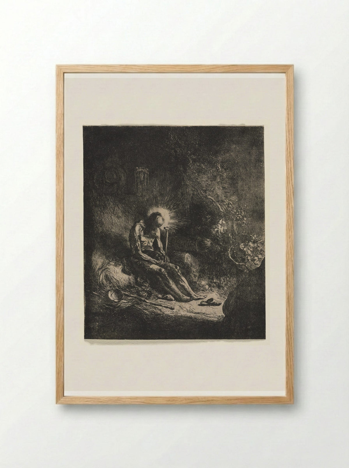 St. Jerome in the Wilderness - Jan Lievens - Framed Print Wood