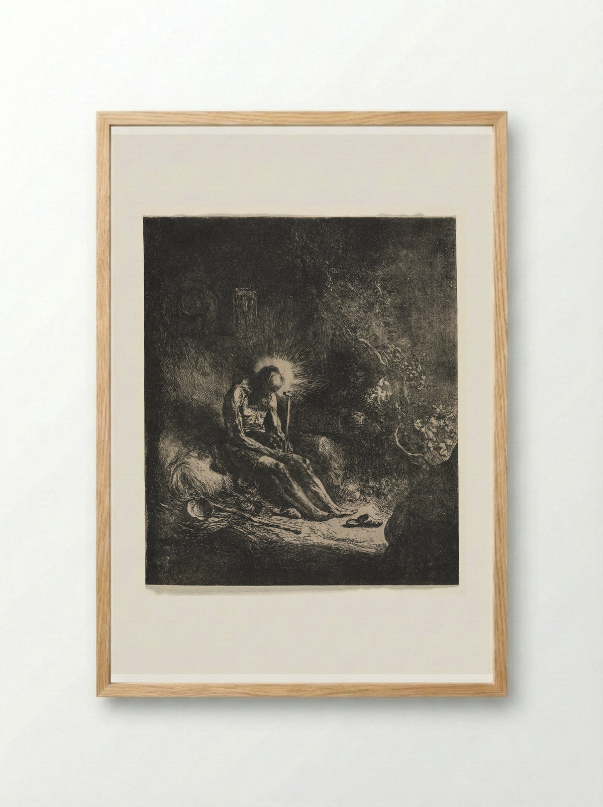 St. Jerome in the Wilderness - Jan Lievens - Framed Print Wood