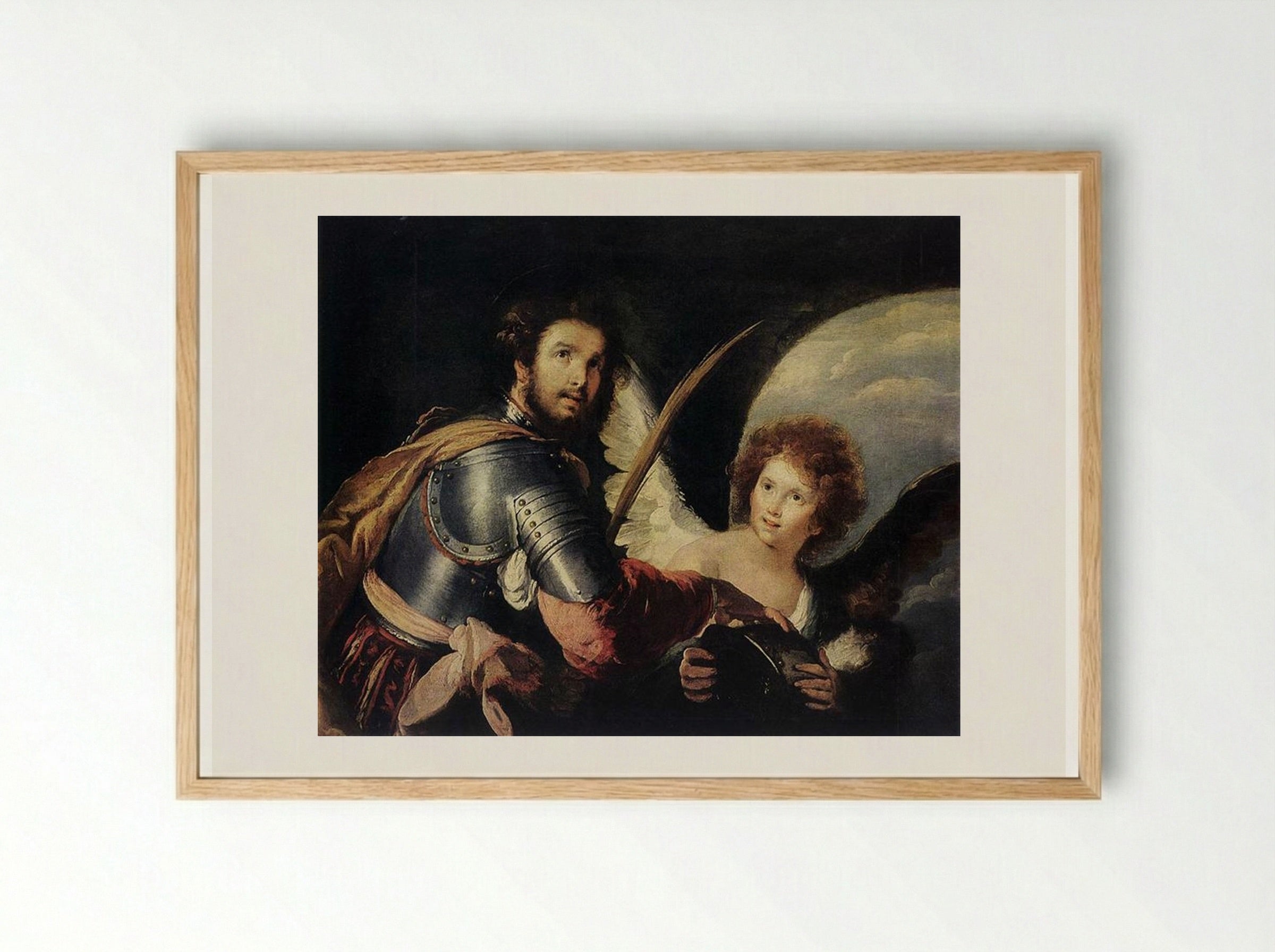 St. Maurice and the Angel - Bernardo Strozzi - Framed Print Wood
