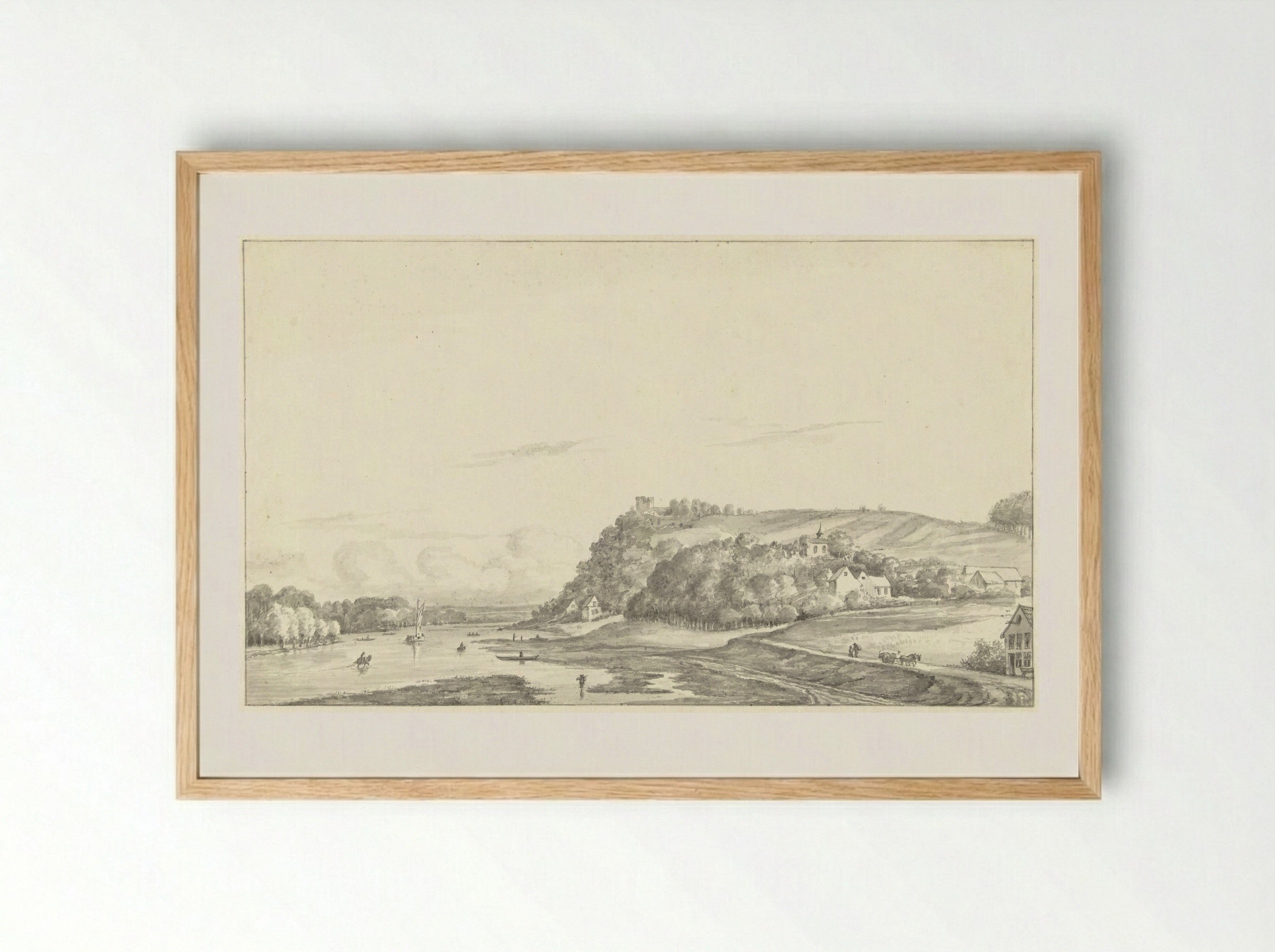 St. Pietersberg aan de Maas, van Maastricht te zien - Gerrit Lamberts - Framed Print Wood