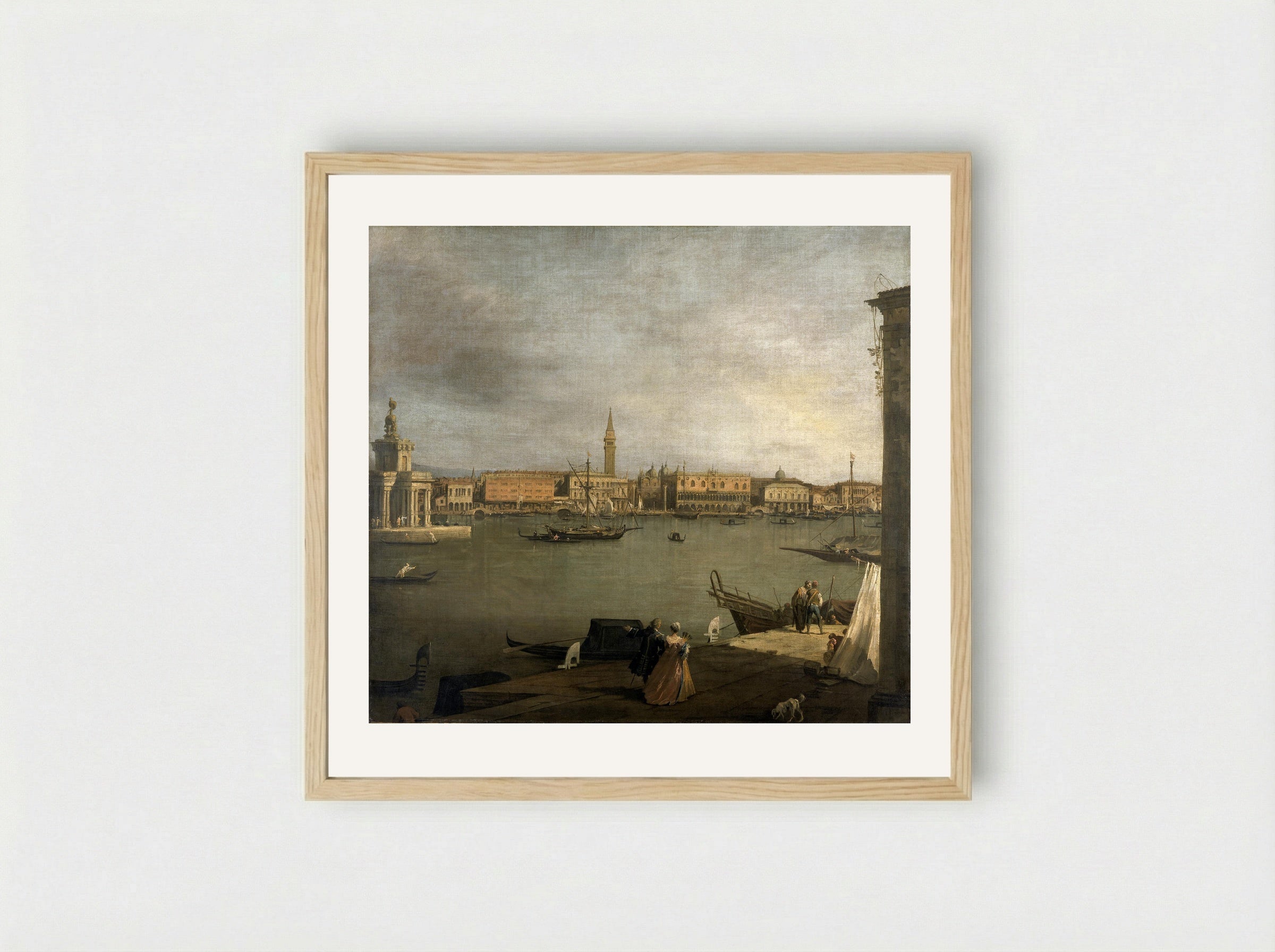 St. Mark's Basin from the Punta della Dogana - Canaletto - Framed Print Wood