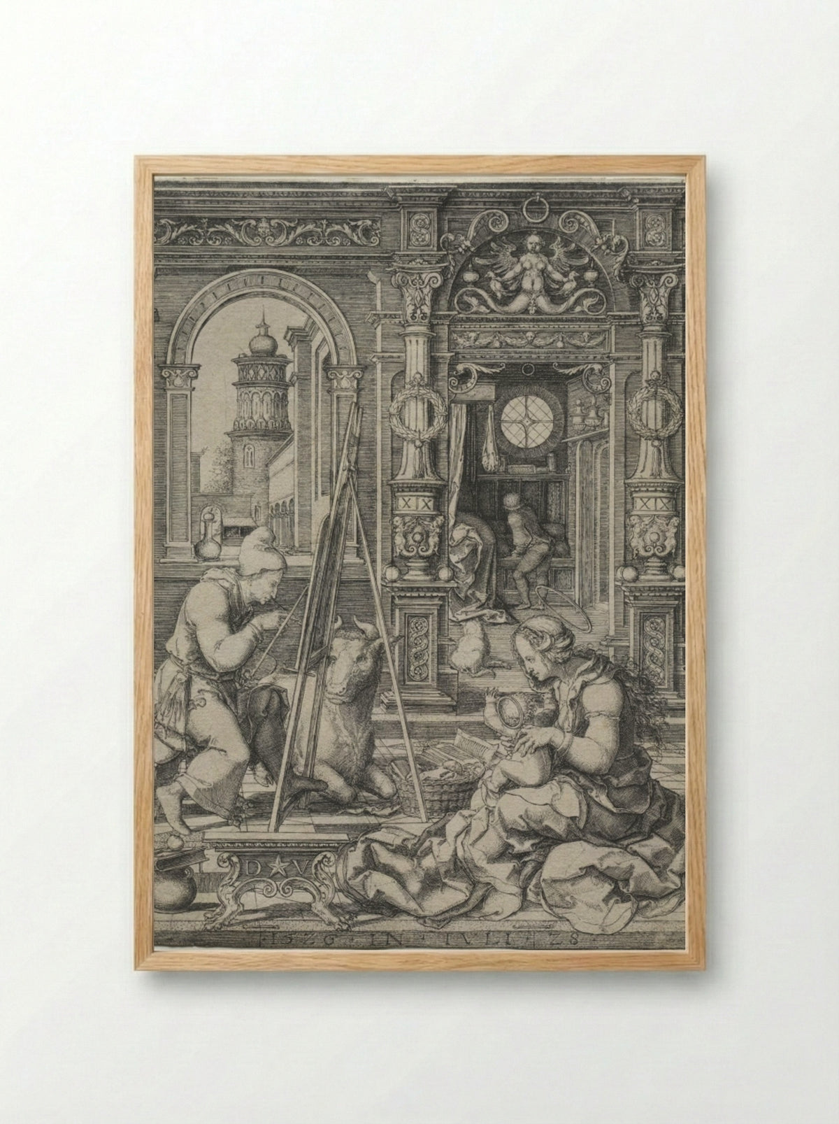 St. Luke Painting the Virgin - Dirk Vellert - Framed Print Wood