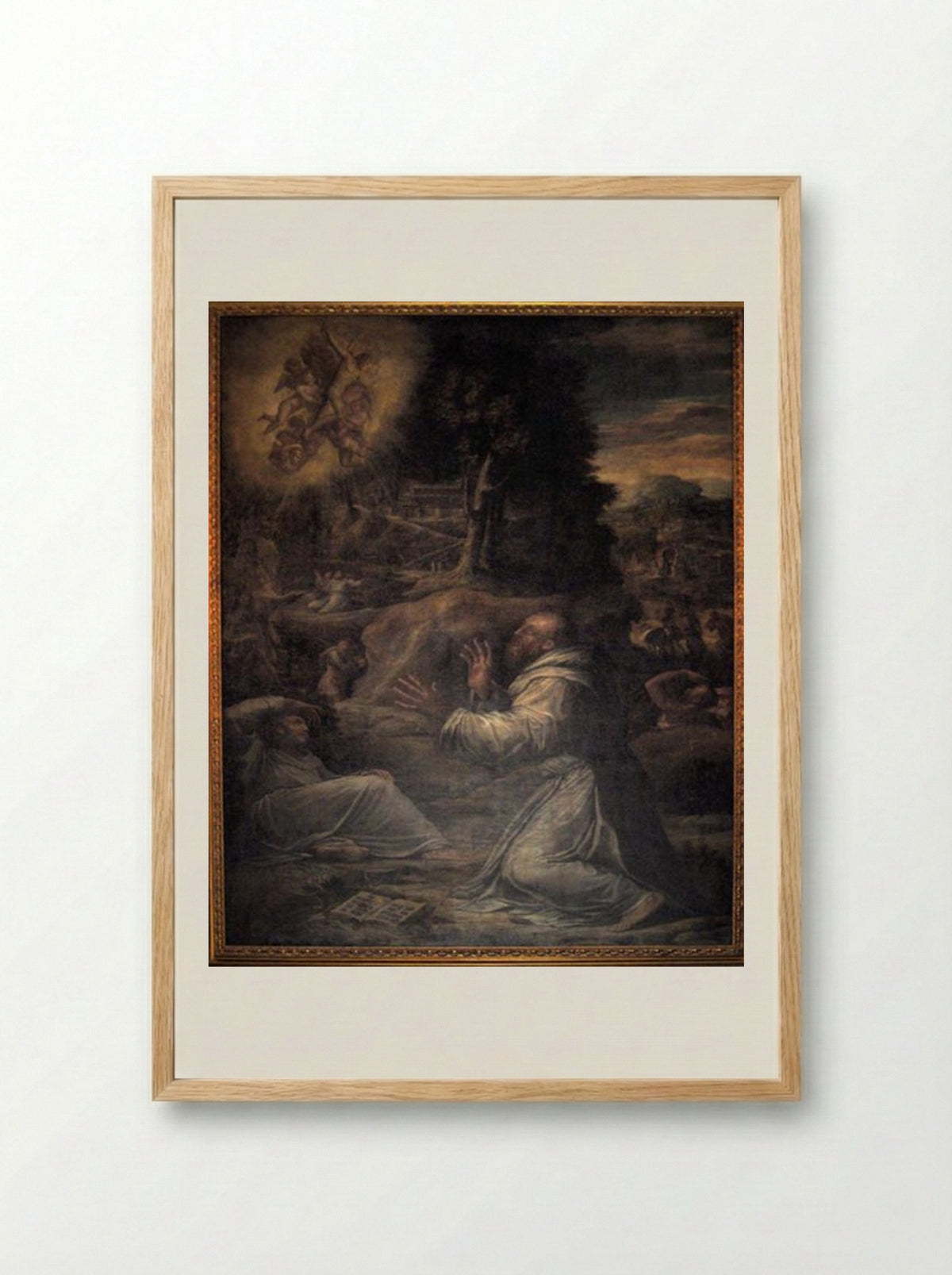 St. Francis receiving the Stigmata - Giorgio Vasari - Framed Print Wood