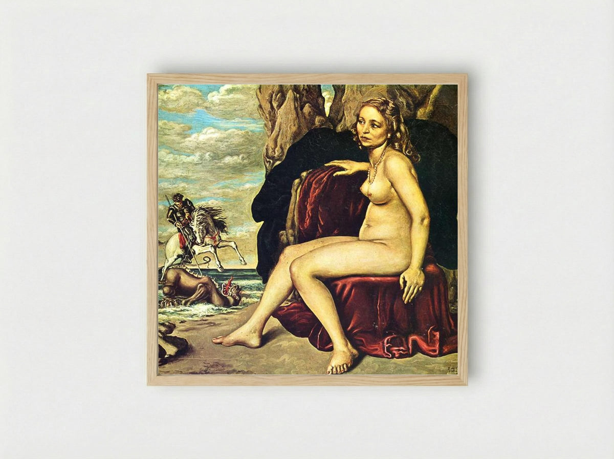 St. George Killing the Dragon - Giorgio de Chirico - Framed Print Wood