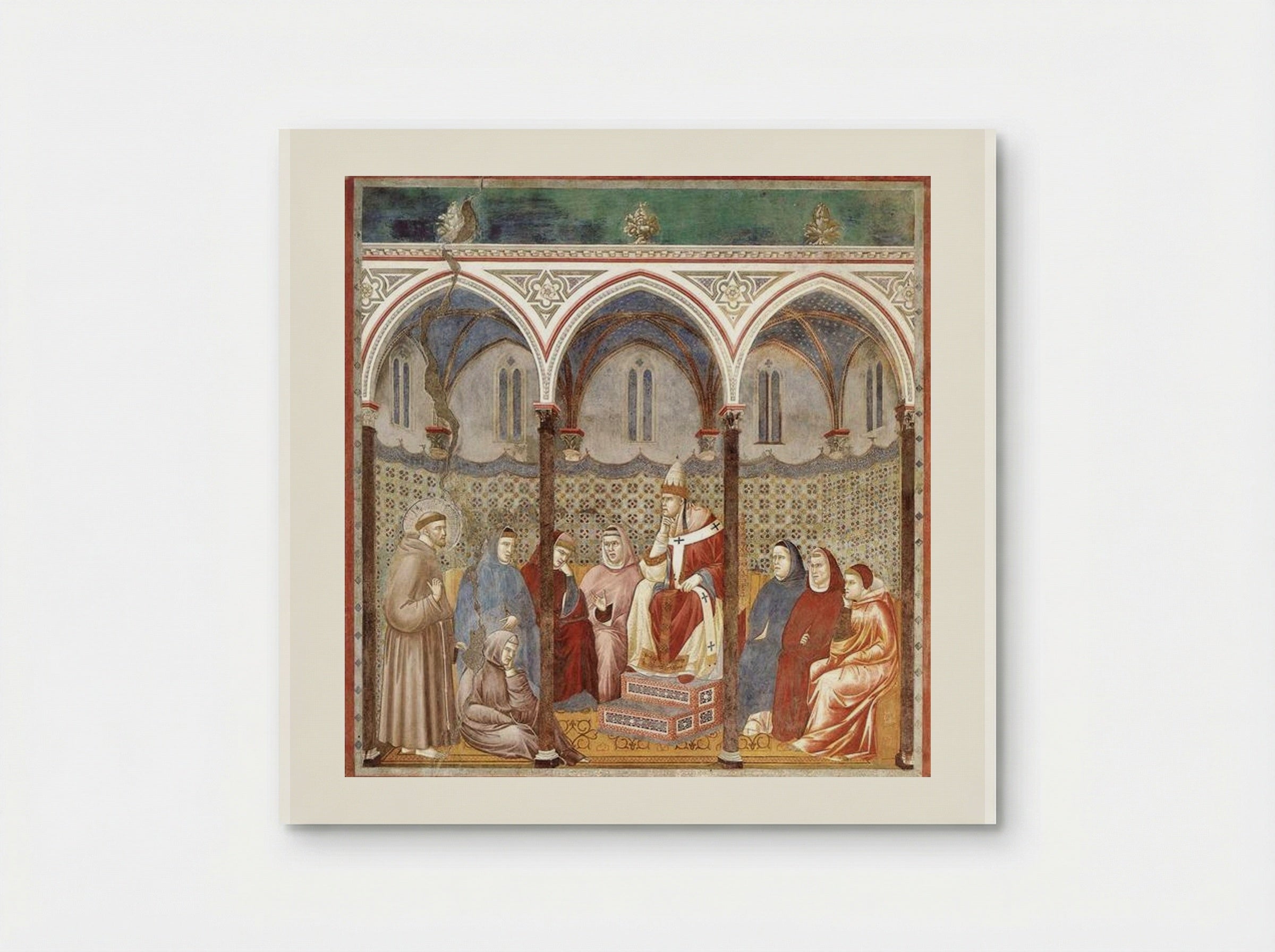 St. Francis Preaching a Sermon to Pope Honorius III - Giotto di Bondone - Poster
