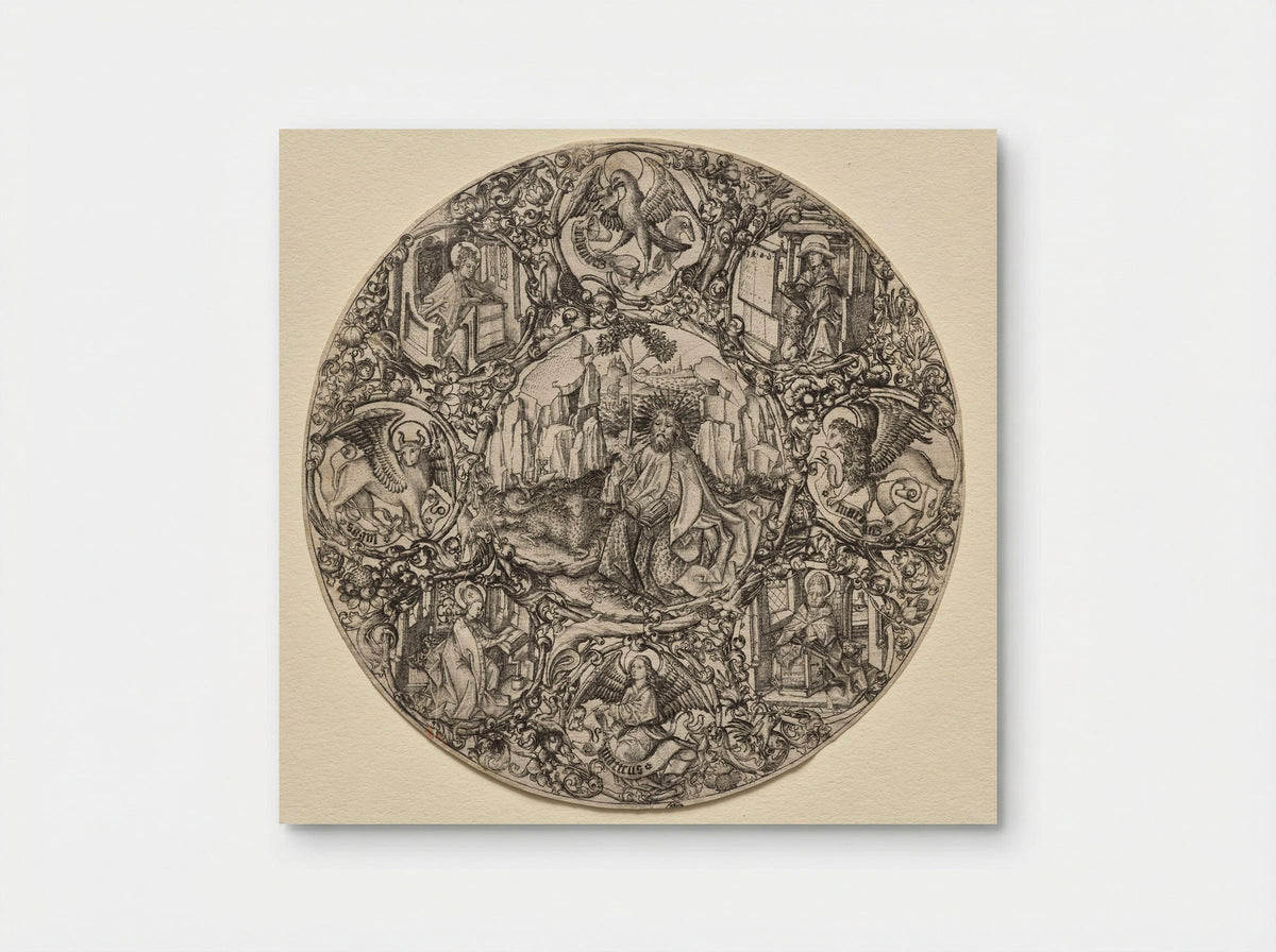 St. John the Baptist Surrounded by the Evangelists and Four Fathers of the Latin Church - Master ES - Poster