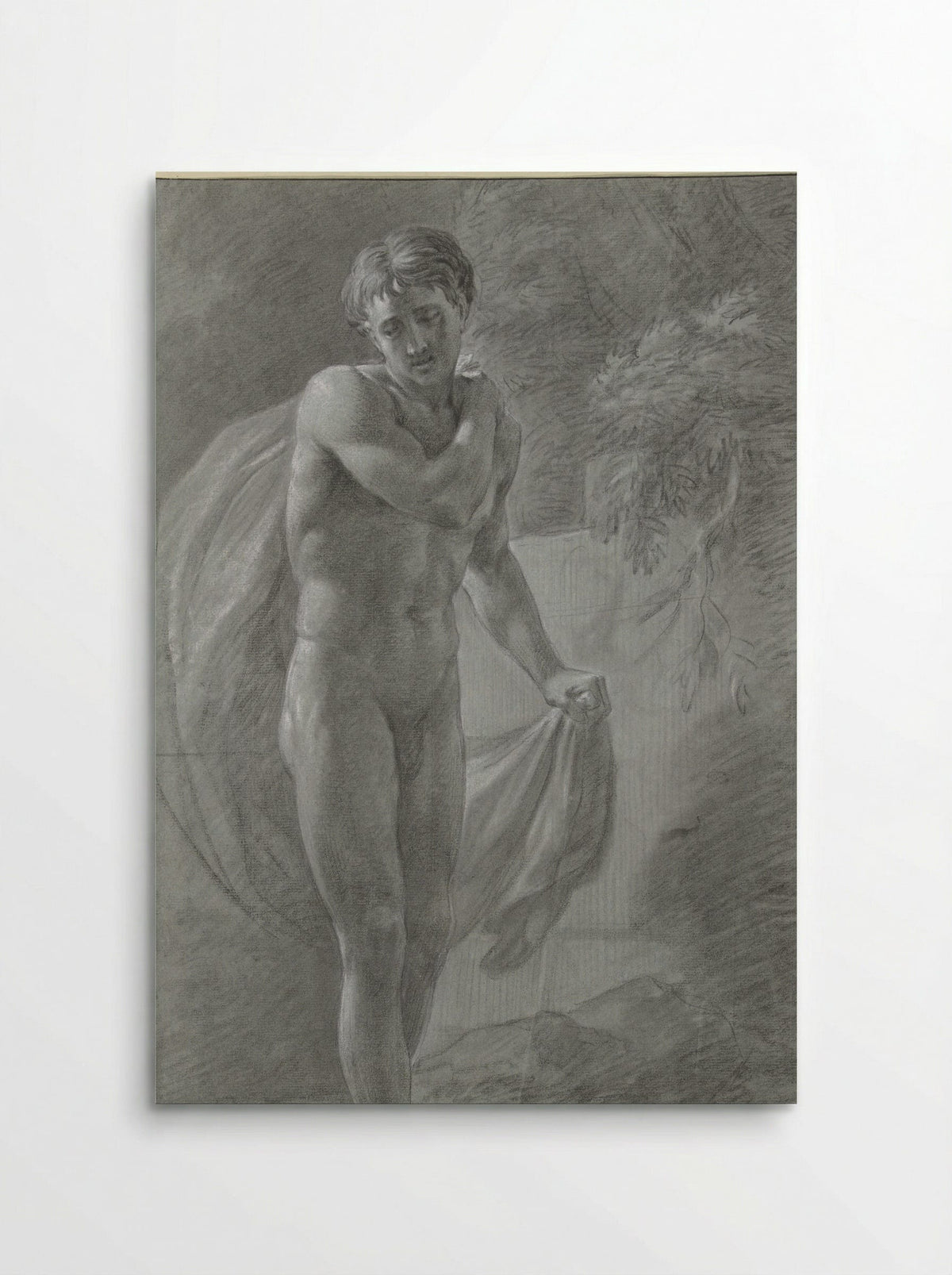 Staand mannelijk naakt met een doek, van voren - Jean Grandjean - Poster