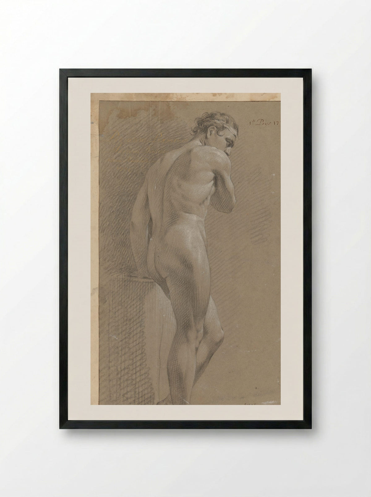 Staand mannelijk naakt, op de rug gezien (1e prijs 1770) - Marten Houtman - Framed Print Black