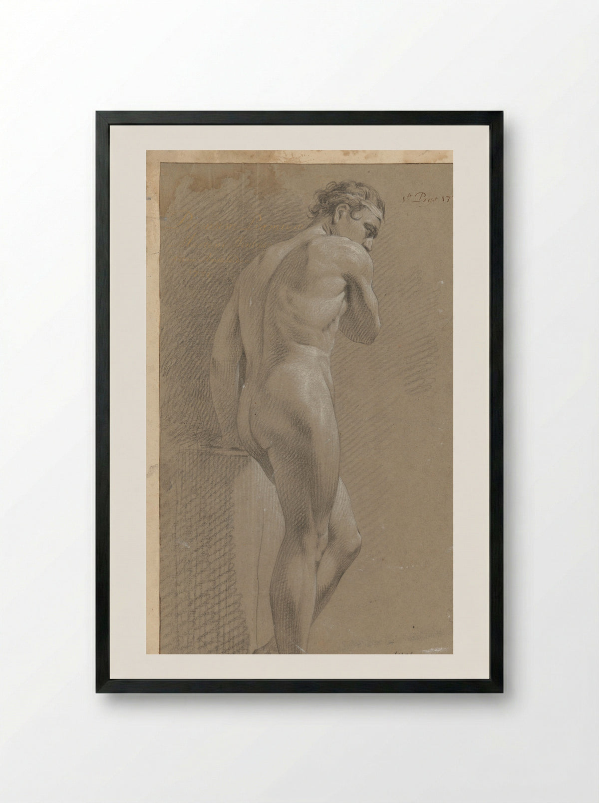 Staand mannelijk naakt, op de rug gezien (1e prijs 1770) - Marten Houtman - Framed Print Black
