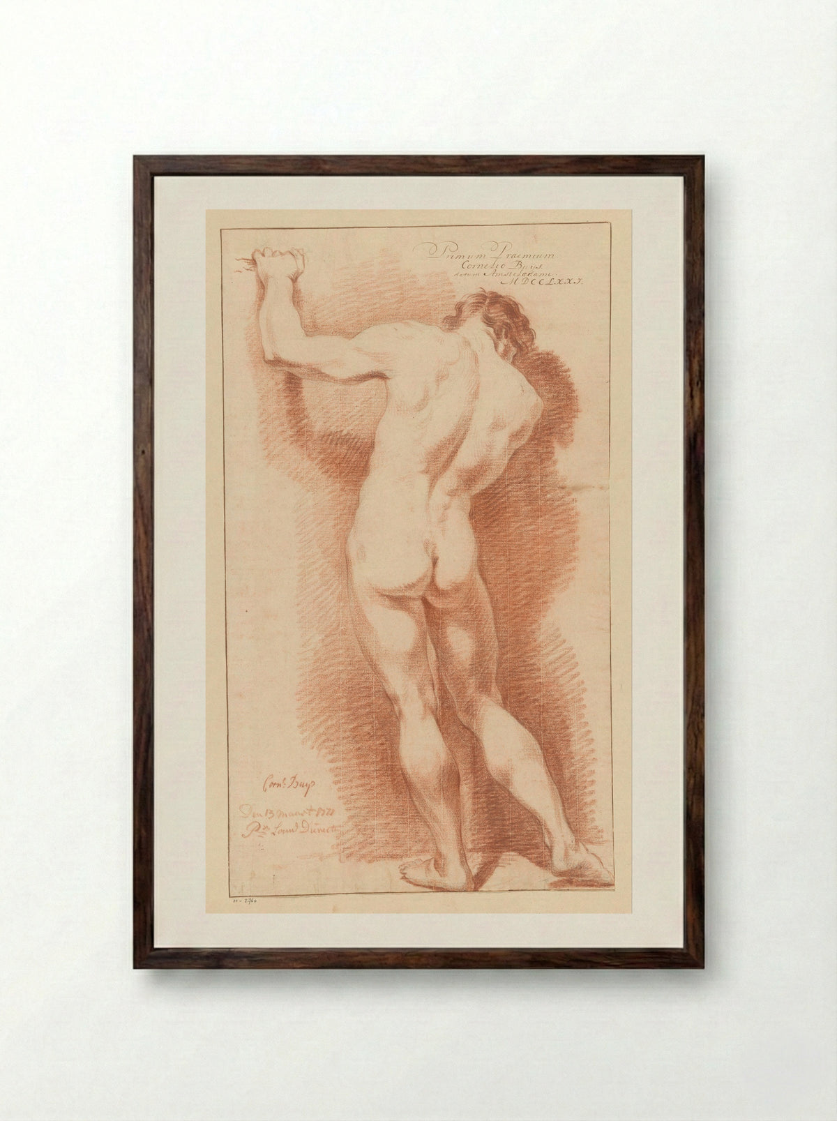Staand mannelijk naakt, op de rug gezien (1e prijs 1771) - Cornelis Buys - Framed Print Dark Wood