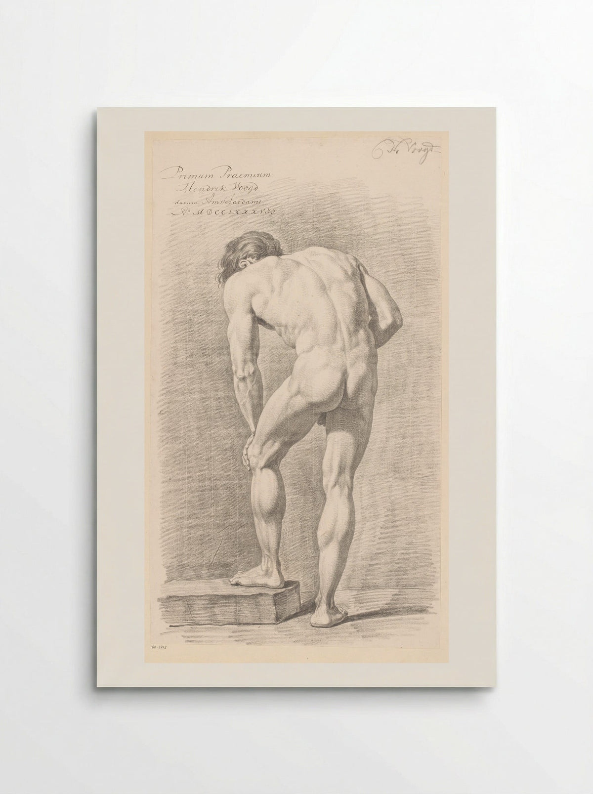 Staand mannelijk naakt, op de rug gezien (1e prijs 1787) - Hendrik Voogd - Poster
