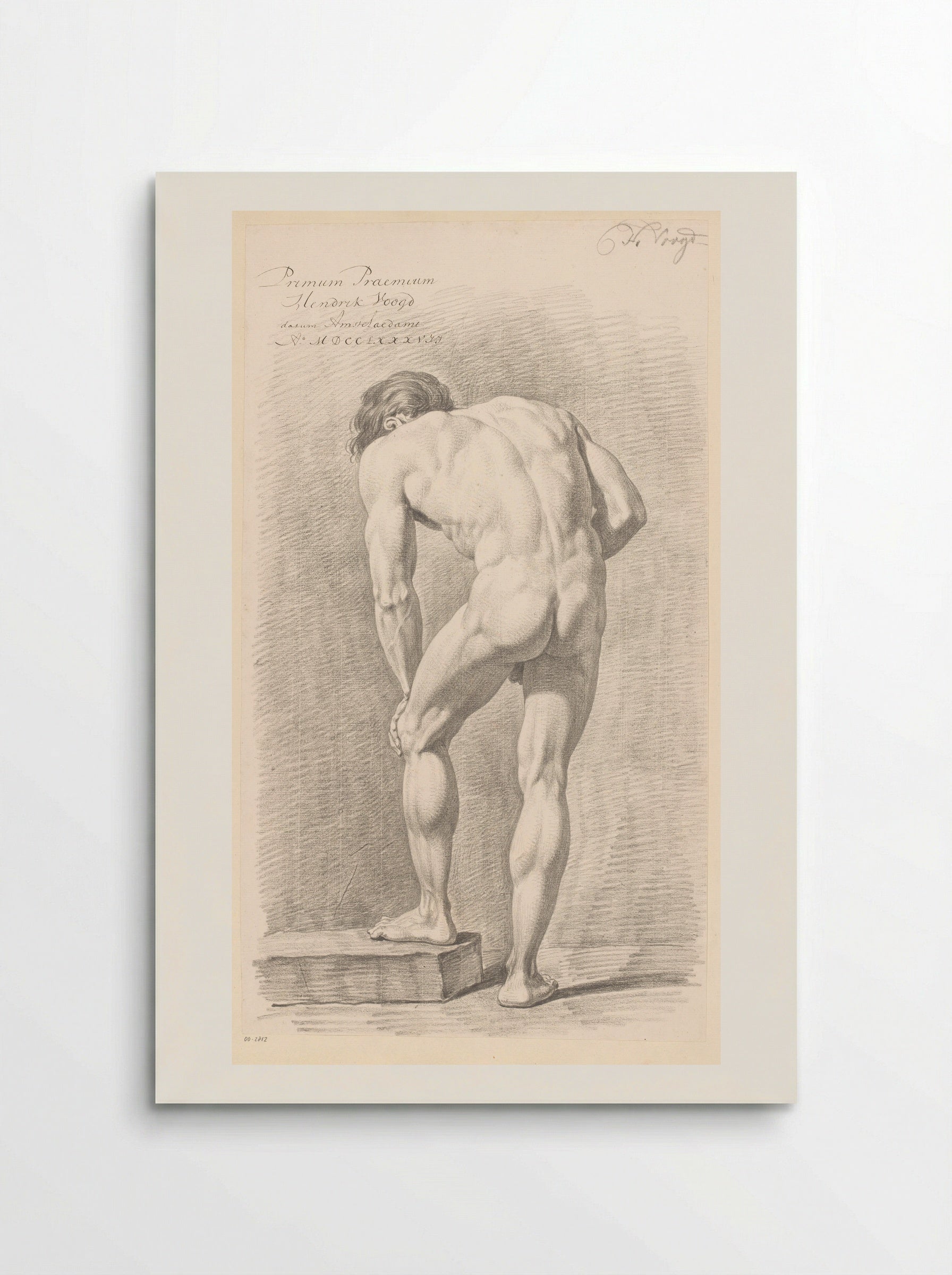 Staand mannelijk naakt, op de rug gezien (1e prijs 1787) - Hendrik Voogd - Poster