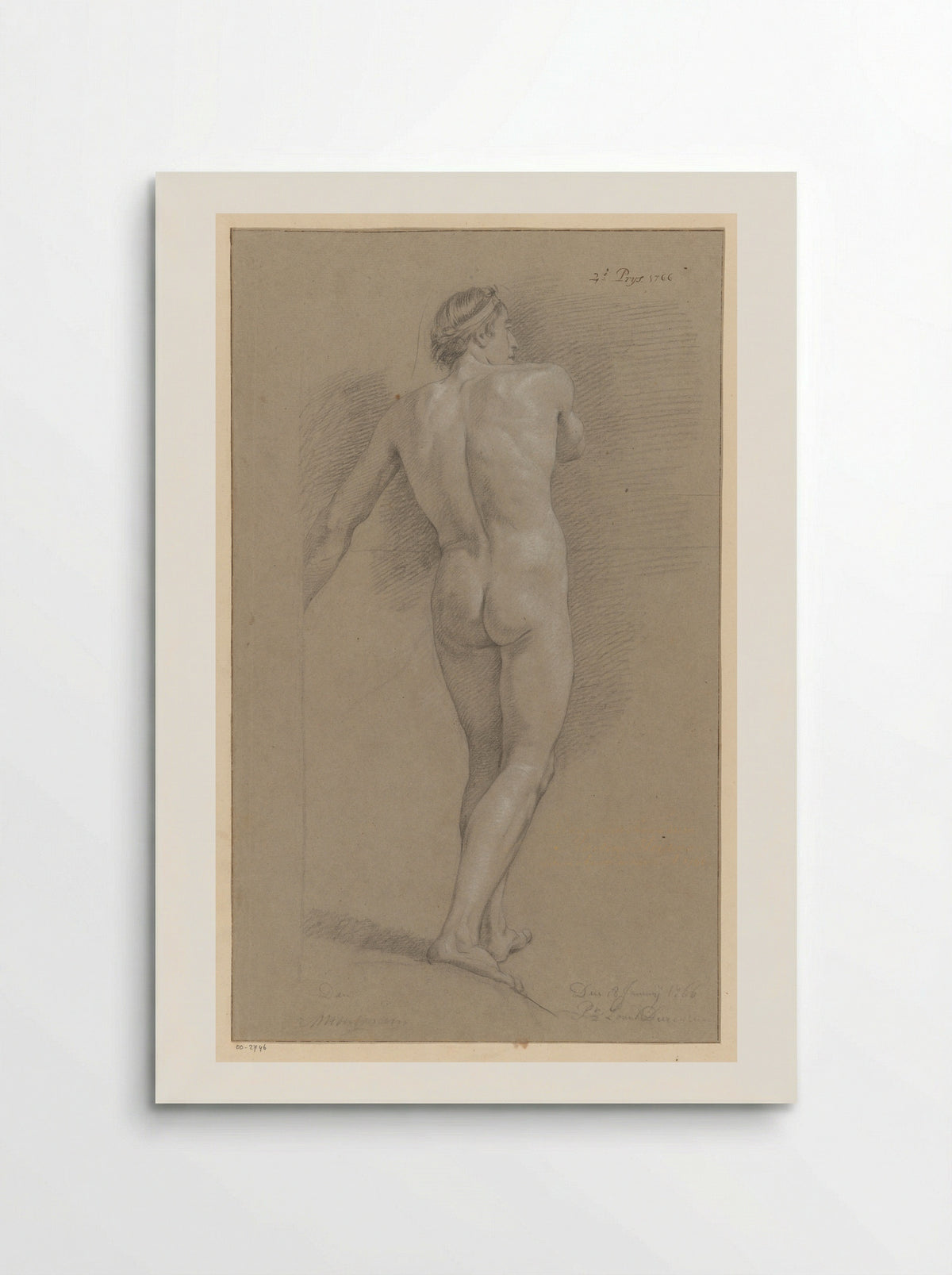 Staand mannelijk naakt, op de rug gezien (2e prijs 1766) - Marten Houtman - Poster