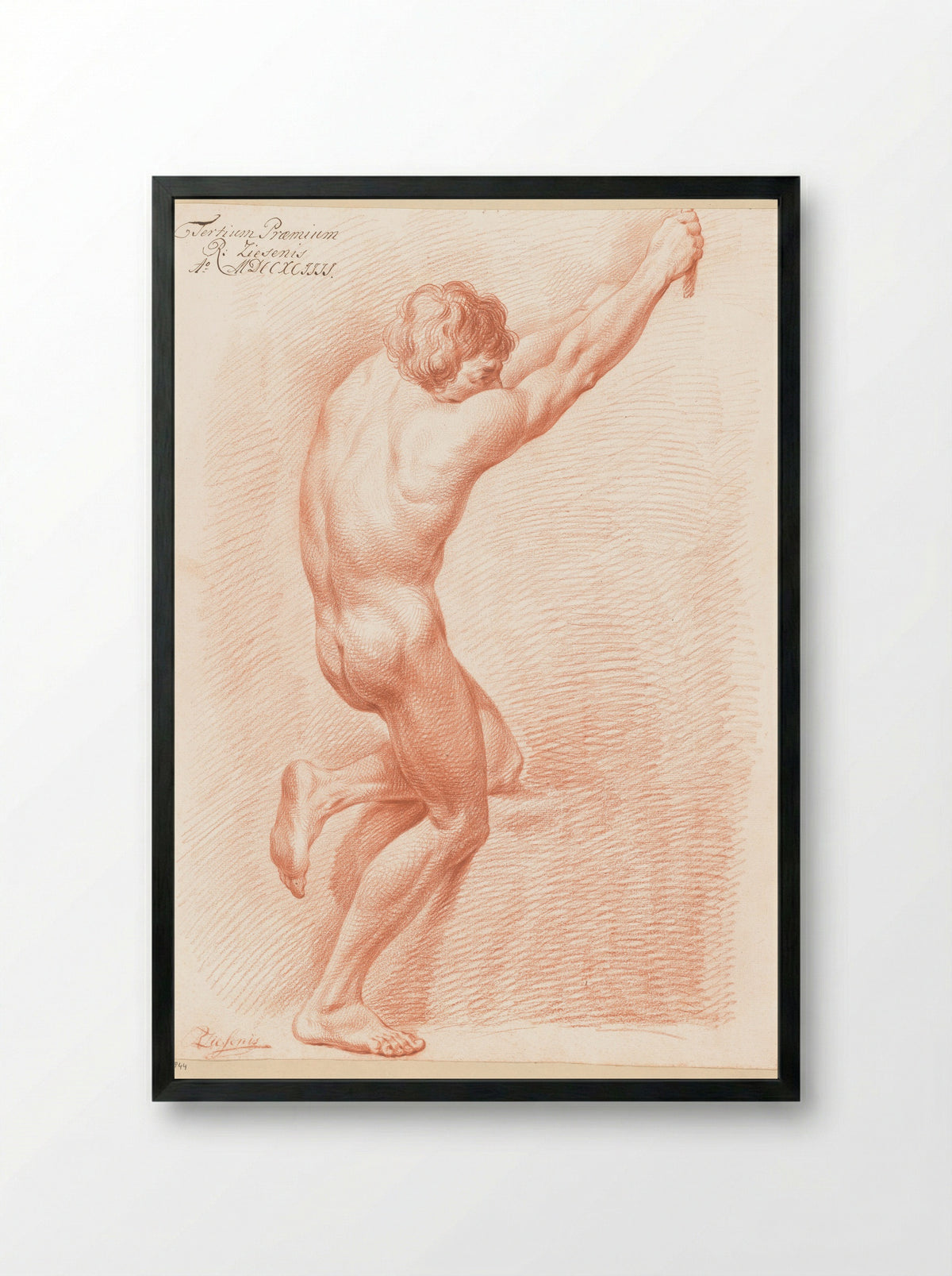 Staand mannelijk naakt, op de rug gezien (3e prijs 1794) - Reinier Ziesenis - Framed Print Black