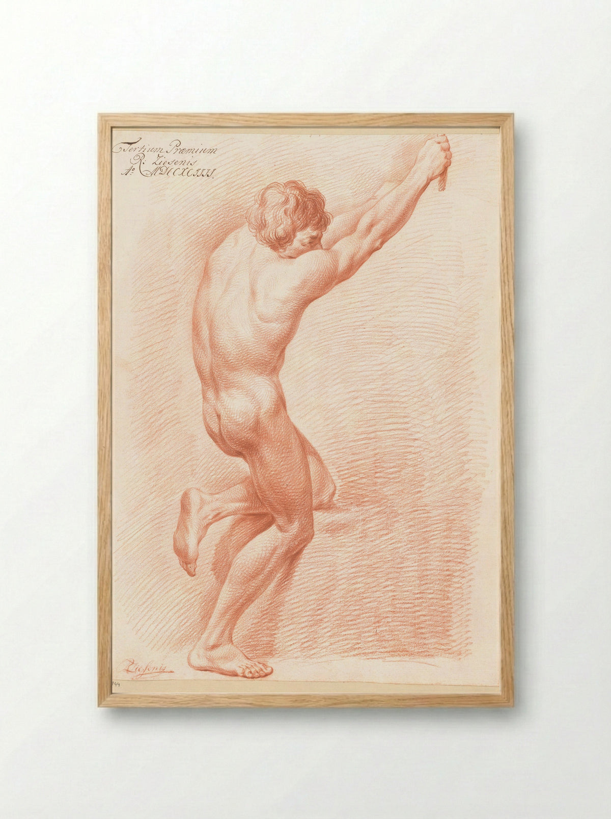 Staand mannelijk naakt, op de rug gezien (3e prijs 1794) - Reinier Ziesenis - Framed Print Wood