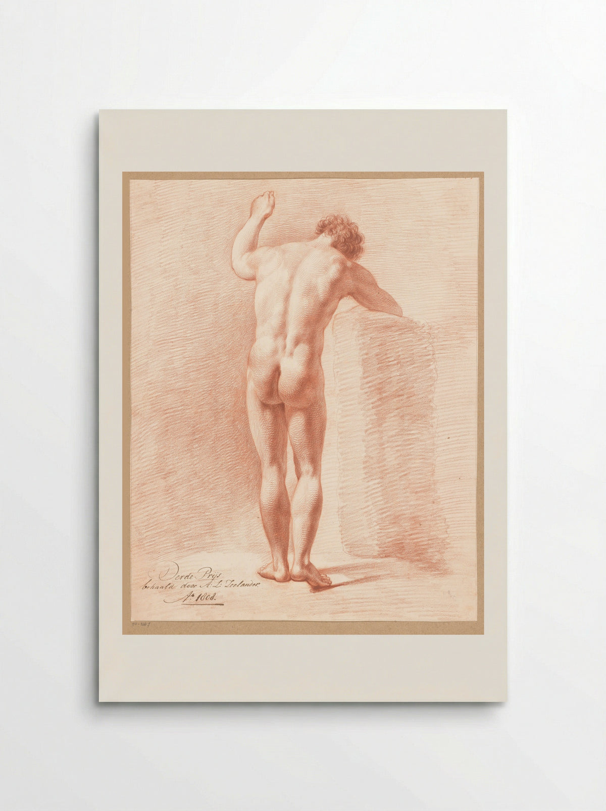 Staand mannelijk naakt, op de rug gezien (3e prijs 1808) - Abraham Lion Zeelander - Poster