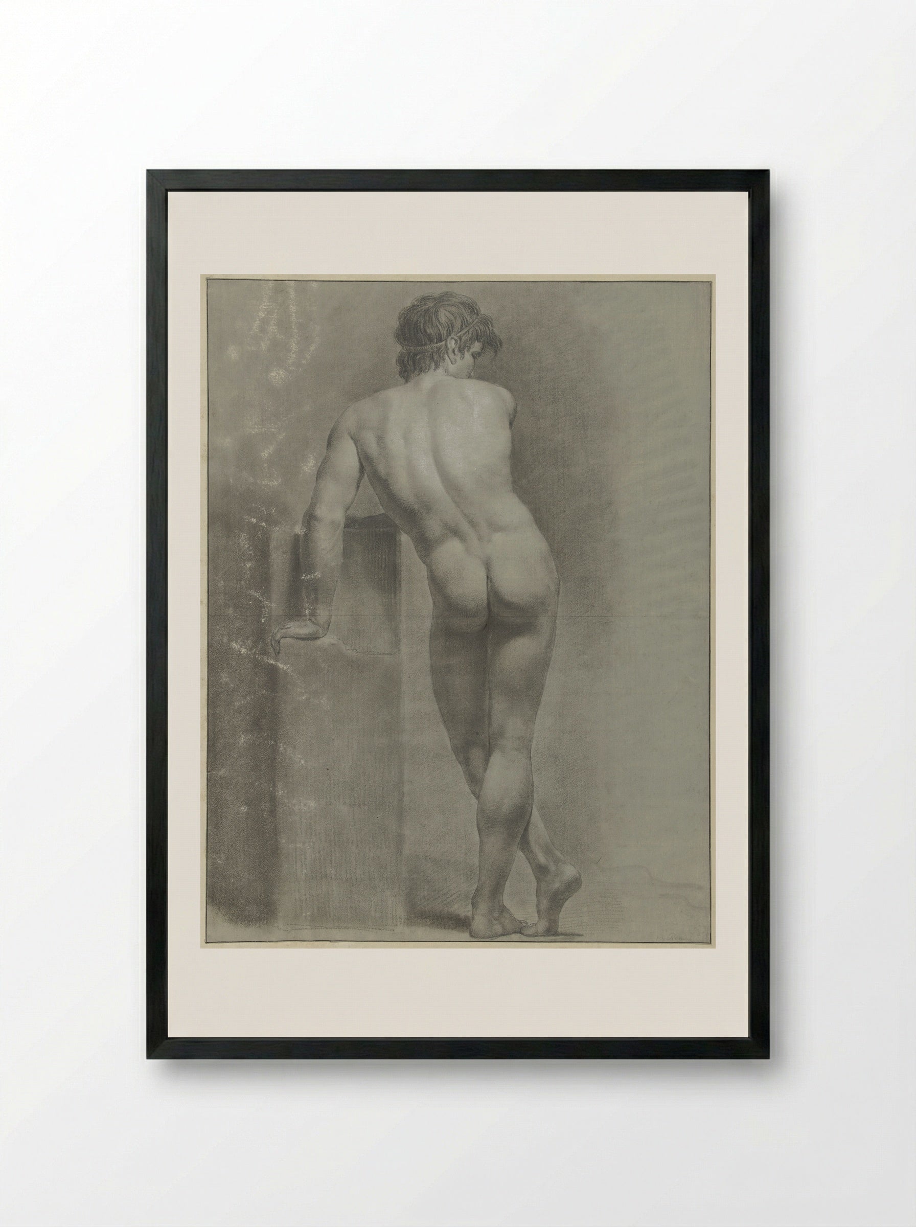 Staand mannelijk naakt, op de rug gezien - Jean Grandjean - Framed Print Black