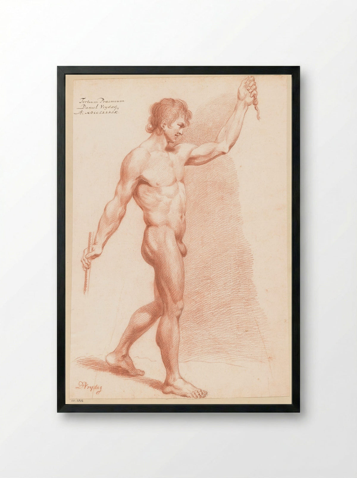 Staand mannelijk naakt, van opzij gezien (3e prijs 1789) - Daniël Vrijdag - Framed Print Black