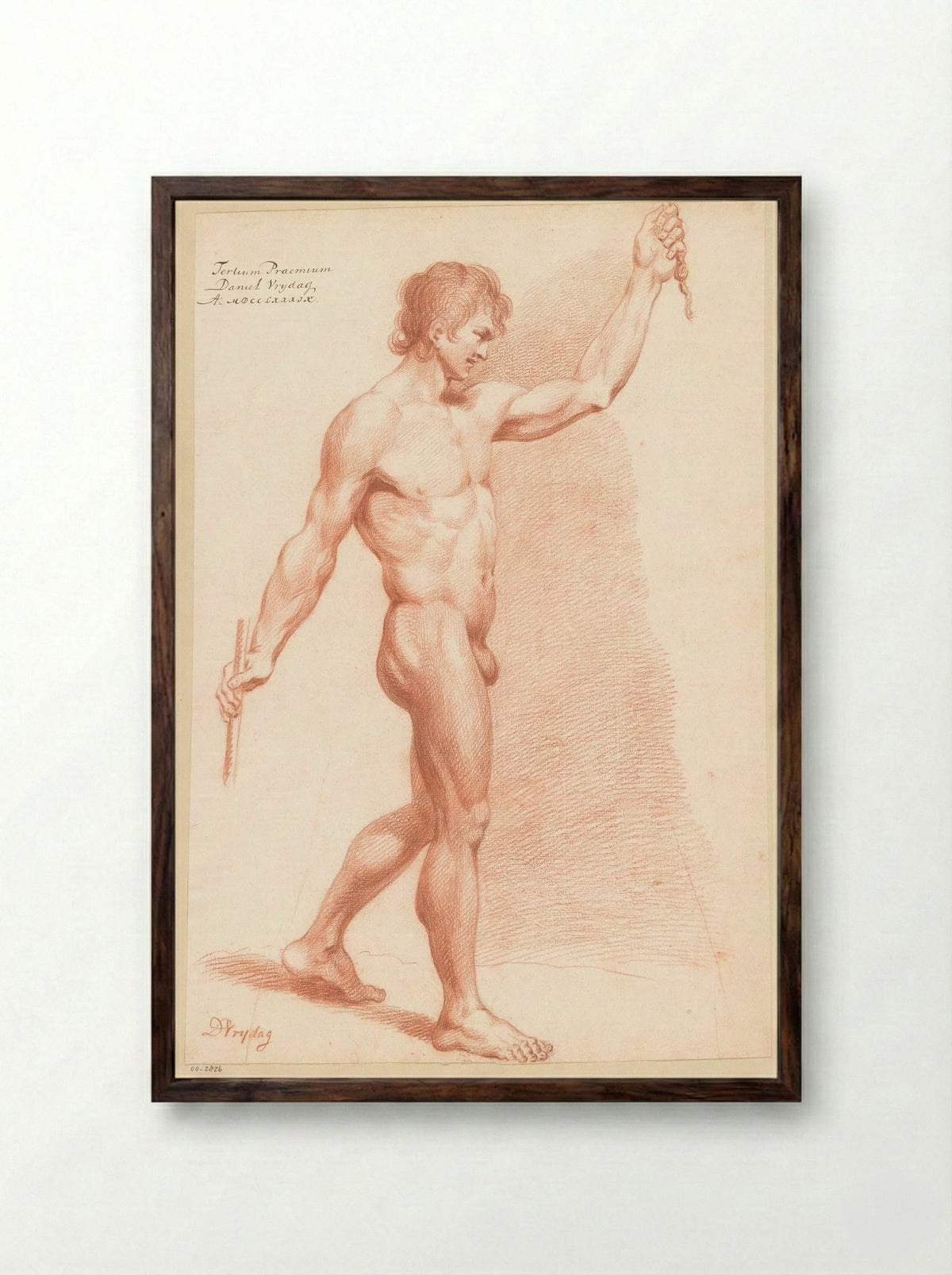 Staand mannelijk naakt, van opzij gezien (3e prijs 1789) - Daniël Vrijdag - Framed Print Dark Wood