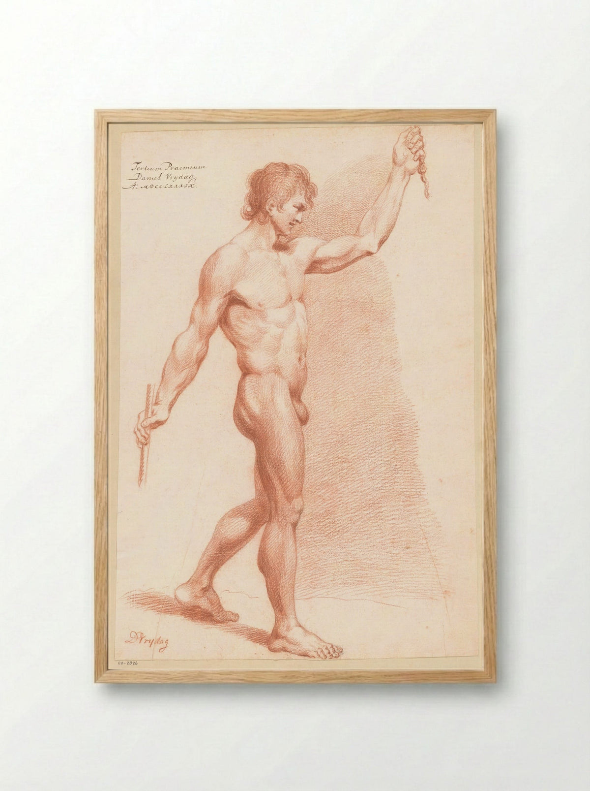 Staand mannelijk naakt, van opzij gezien (3e prijs 1789) - Daniël Vrijdag - Framed Print Wood