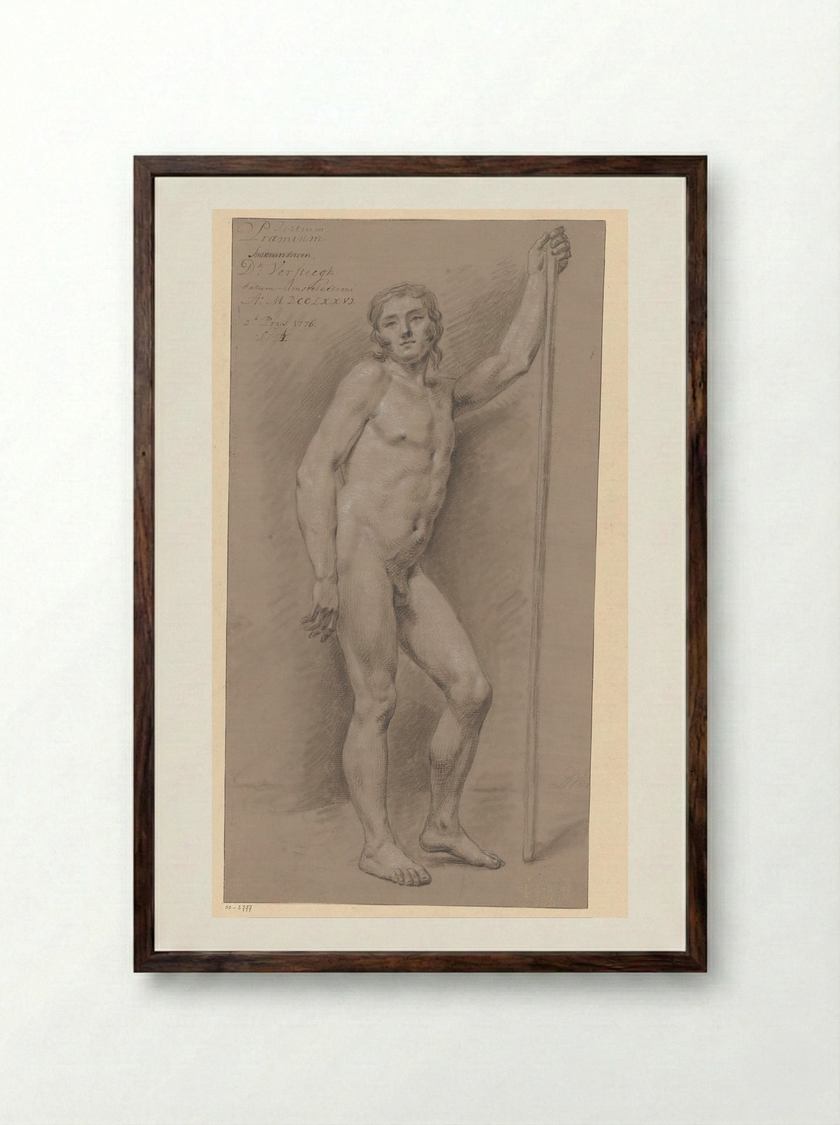 Staand mannelijk naakt, van voren gezien (2e prijs 1776) - Dirk Versteegh - Framed Print Dark Wood
