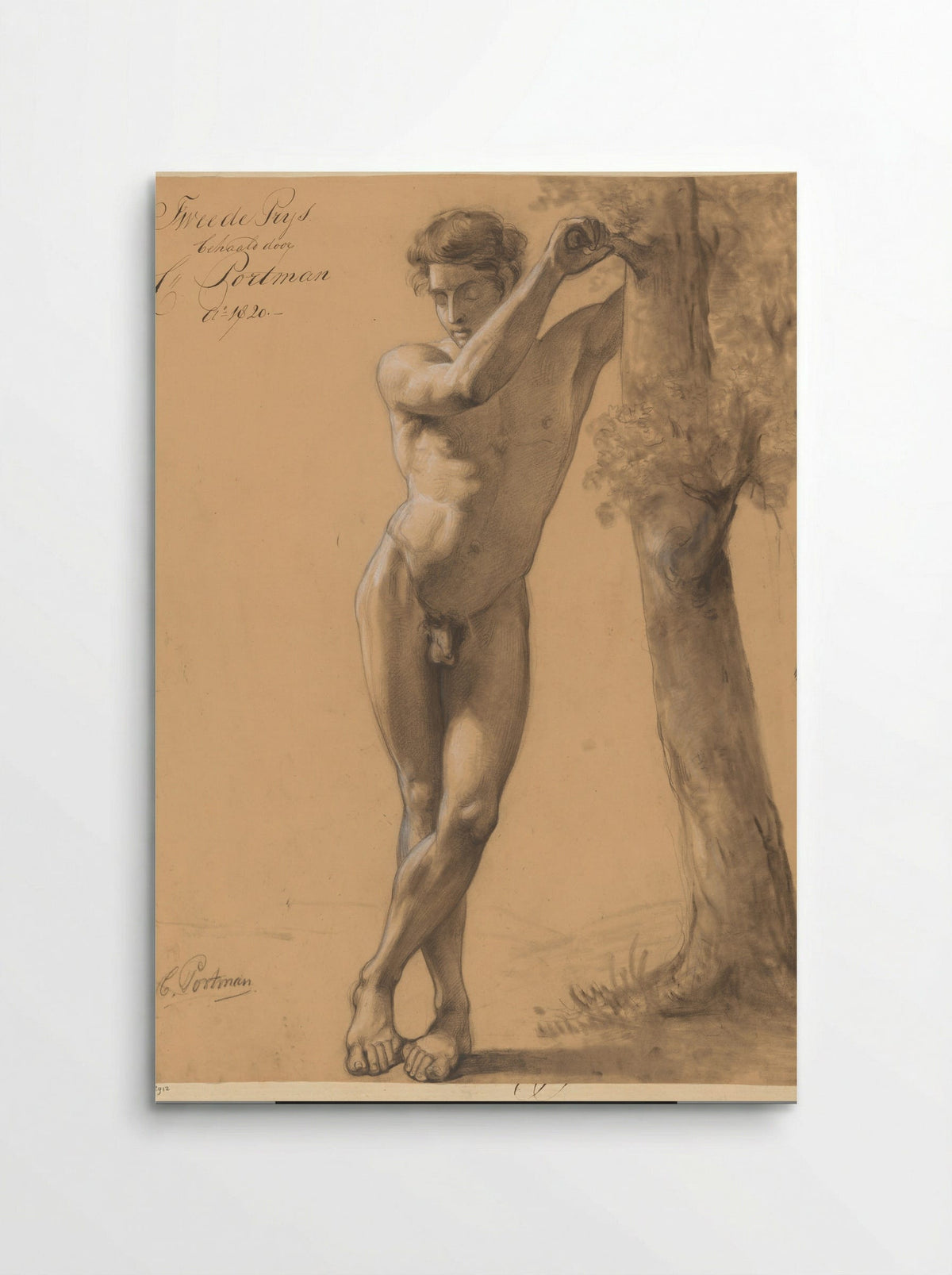 Staand mannelijk naakt, van voren gezien (2e prijs 1820) - Christiaan Julius Lodewijk Portman - Poster