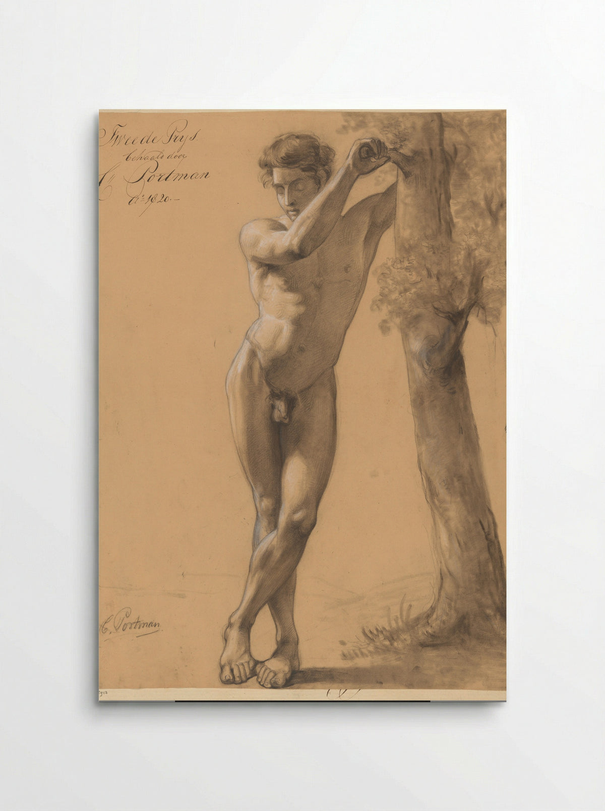 Staand mannelijk naakt, van voren gezien (2e prijs 1820) - Christiaan Julius Lodewijk Portman - Poster