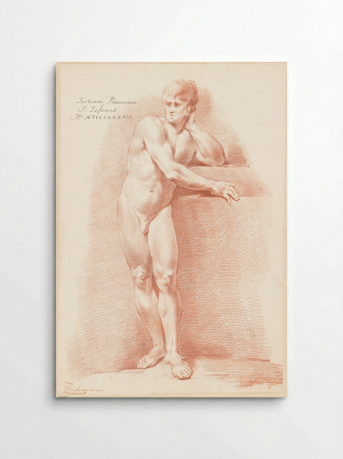 Staand mannelijk naakt, van voren gezien (3e prijs 1787) - Johannes Ziesenis - Poster