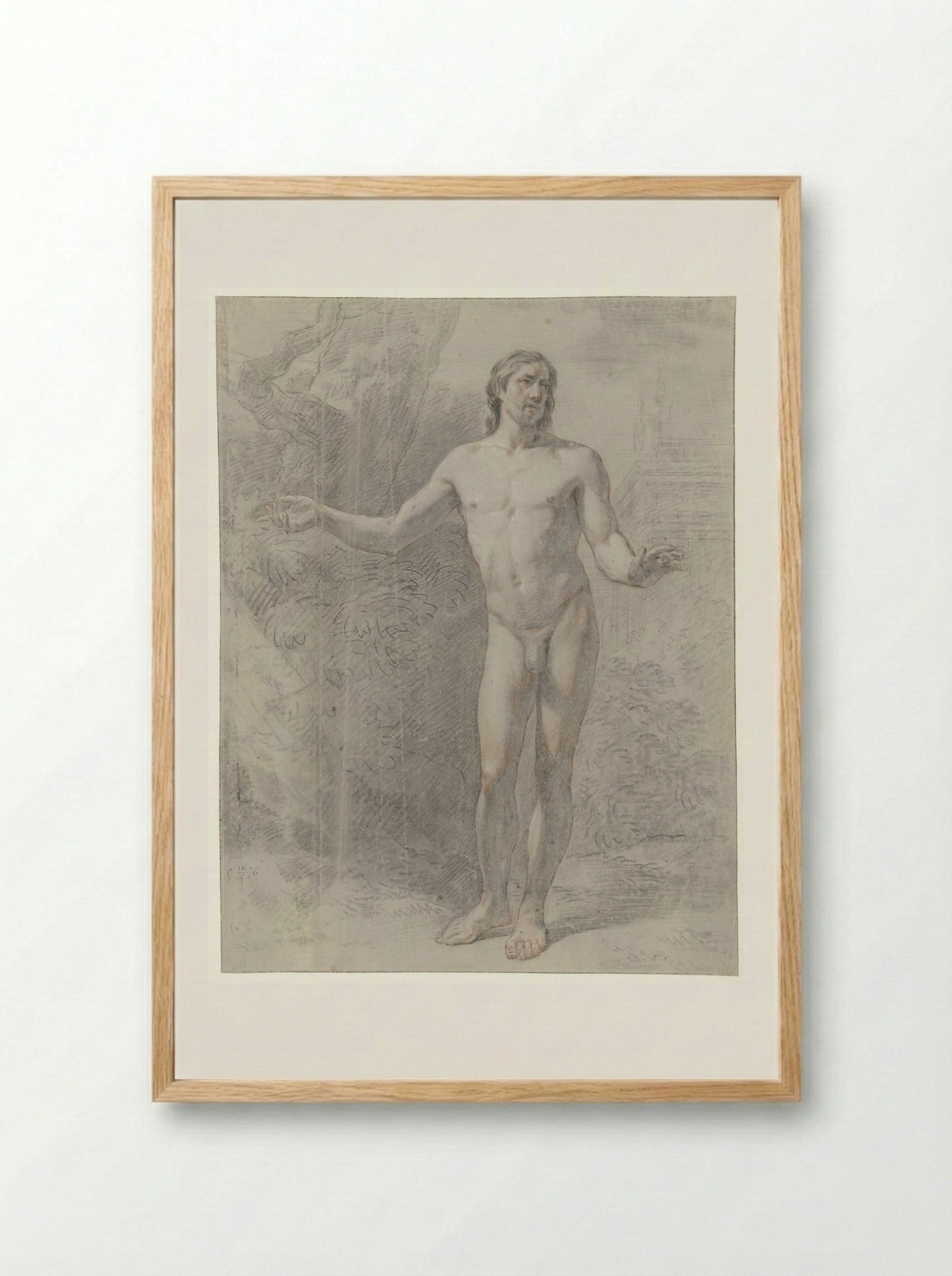 Staand mannelijk naakt, van voren - Jean Grandjean - Framed Print Wood