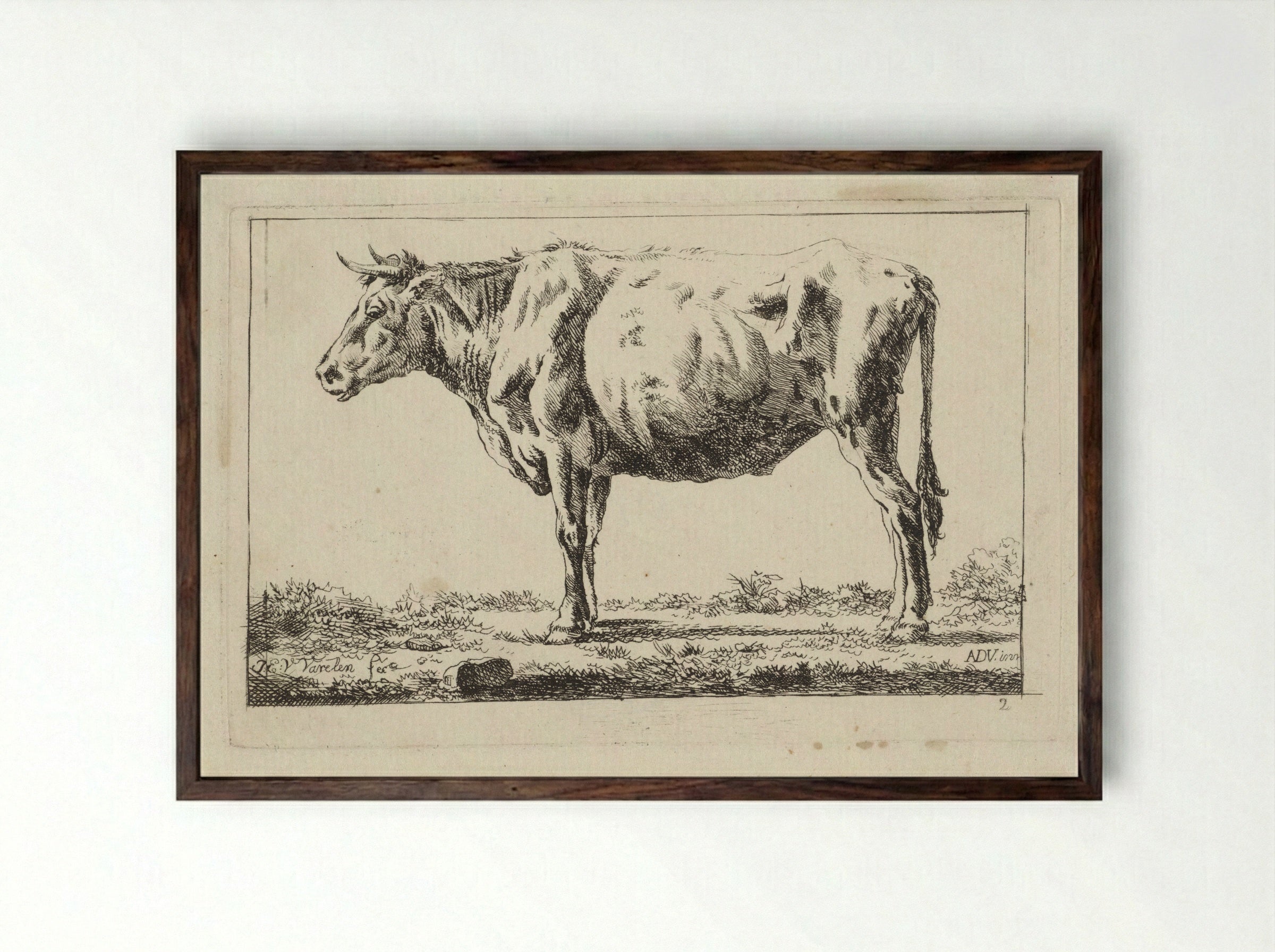 Staand rund, naar links - Jacob Elias van Varelen - Framed Print Dark Wood