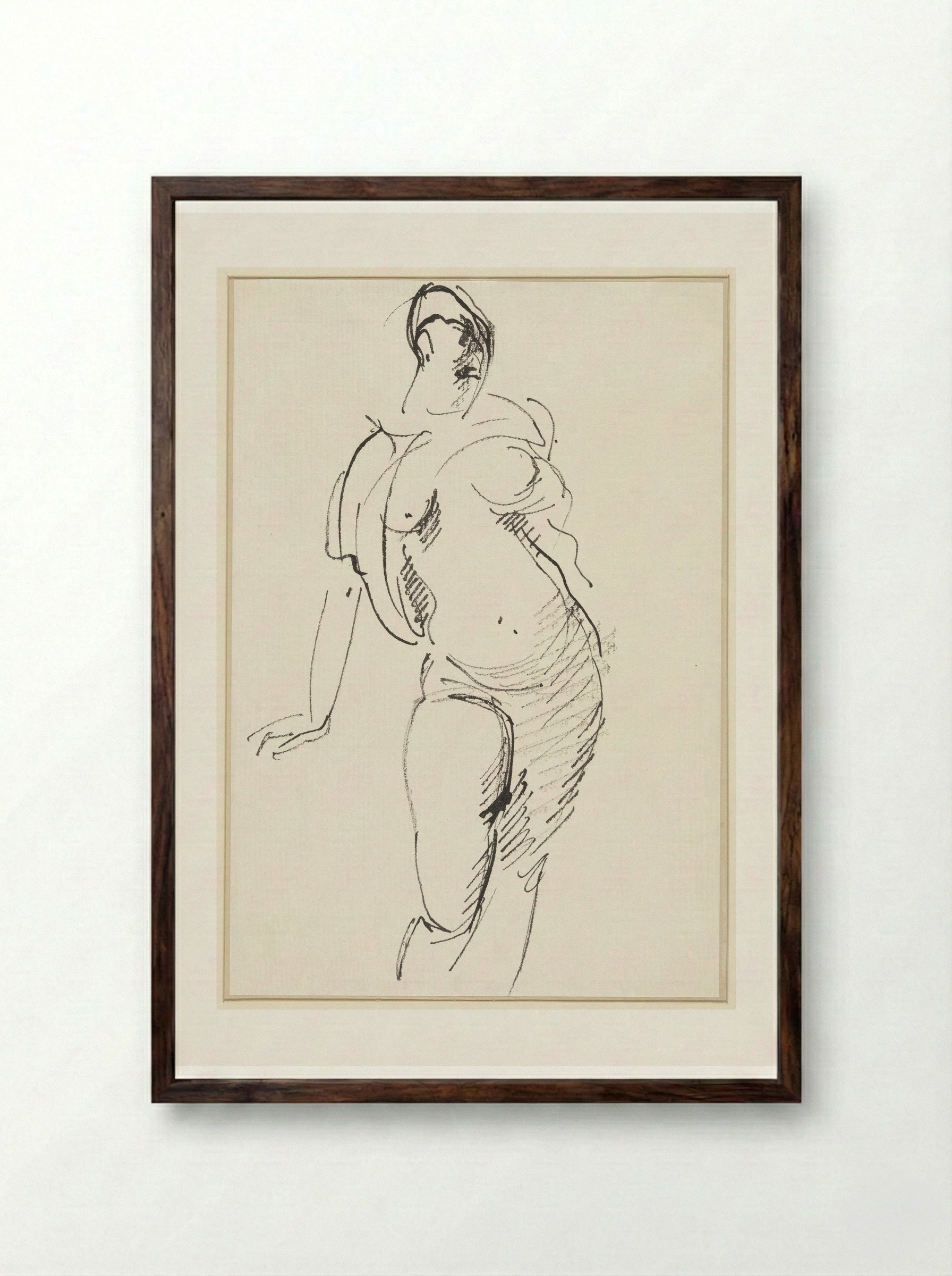 Staand vrouwelijk naakt - Rik Wouters - Framed Print Dark Wood
