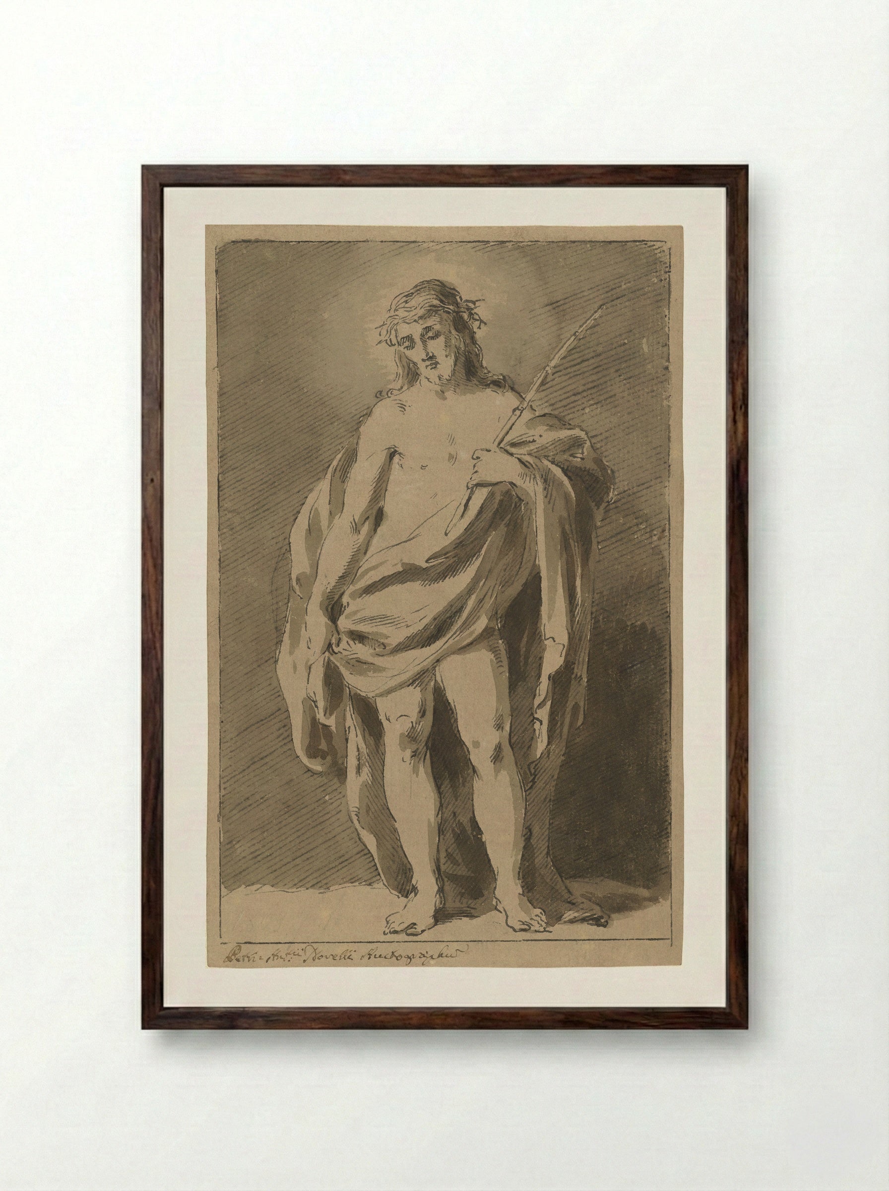 Staande Christus als Man van Smarten - Pietro Antonio III Novelli - Framed Print Dark Wood