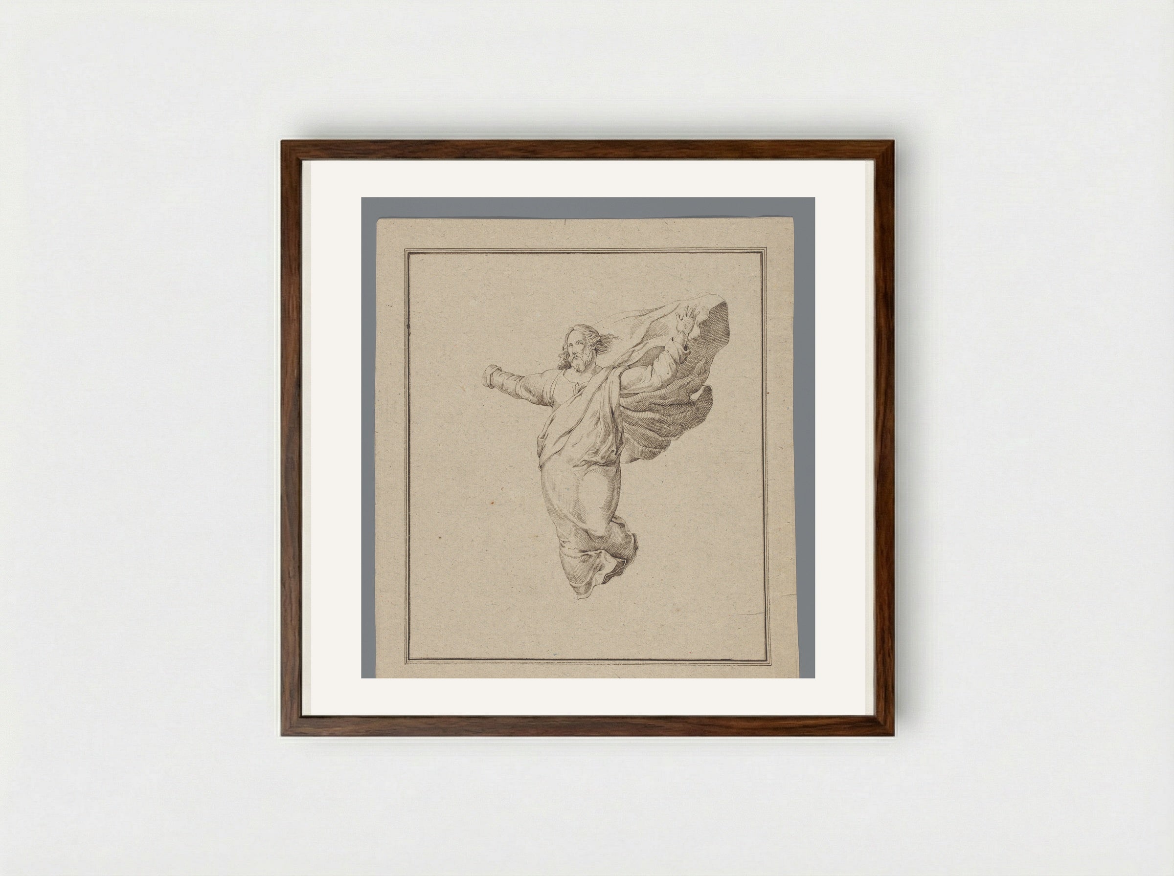 Staande Christus met opgeheven armen - David Pièrre Giottino Humbert de Superville - Framed Print Dark Wood