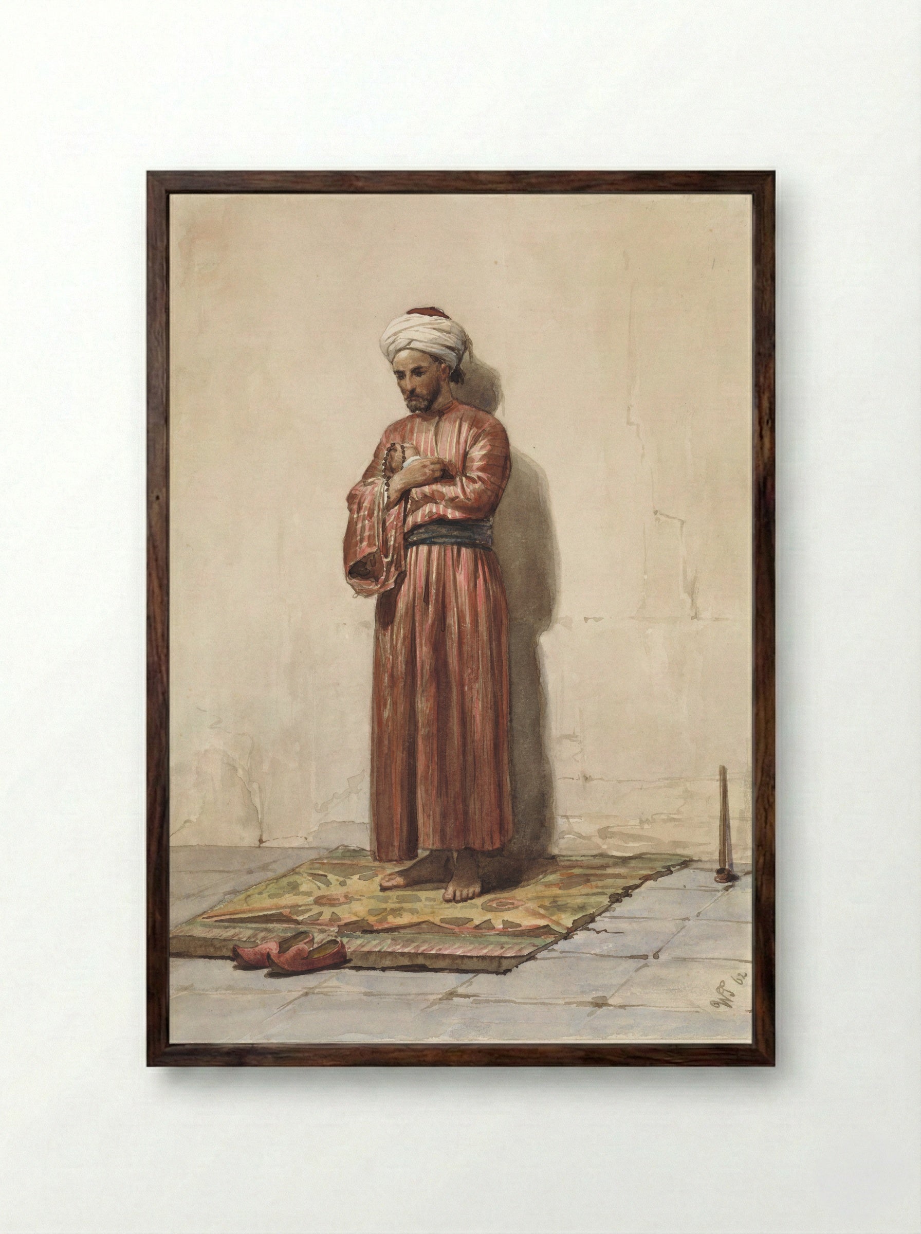 Staande Egyptenaar met gebedskrans - Willem de Famars Testas - Framed Print Dark Wood