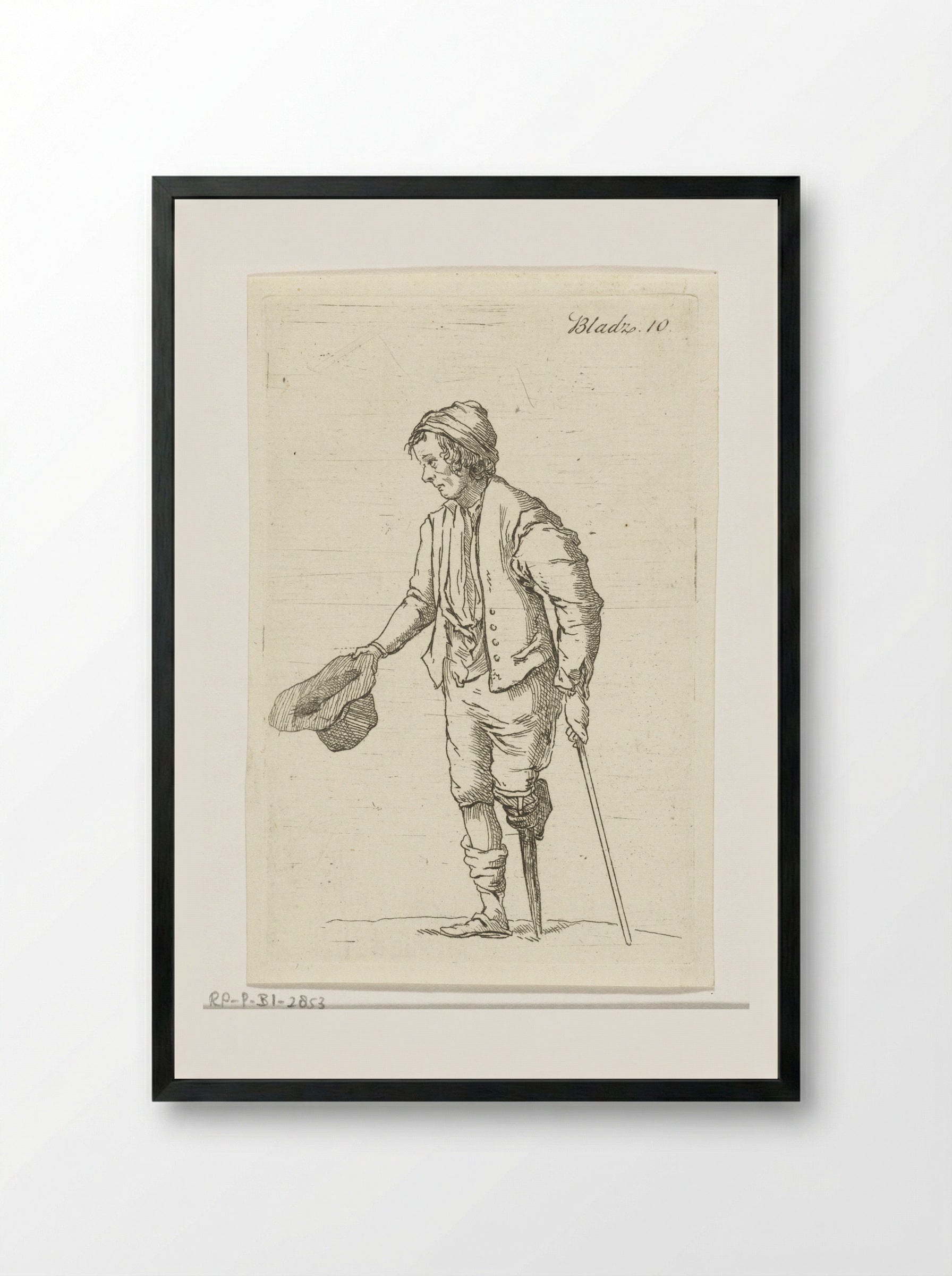 Staande bedelaar (Standing Beggar) - Anthonie van den Bos - Framed Print Black