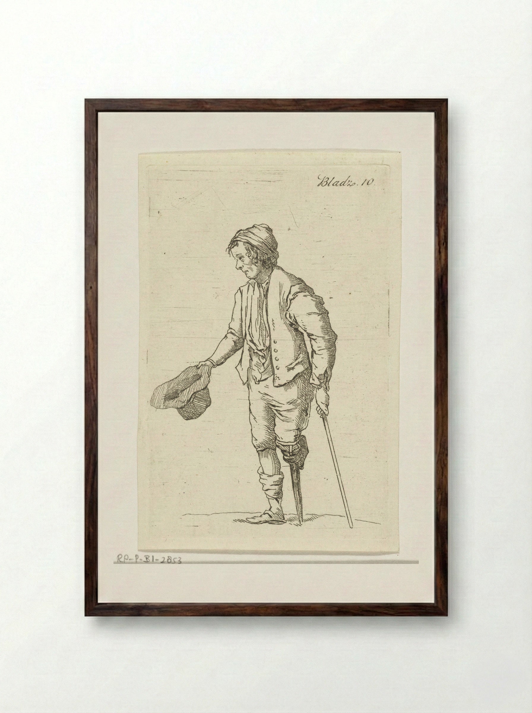 Staande bedelaar (Standing Beggar) - Anthonie van den Bos - Framed Print Dark Wood