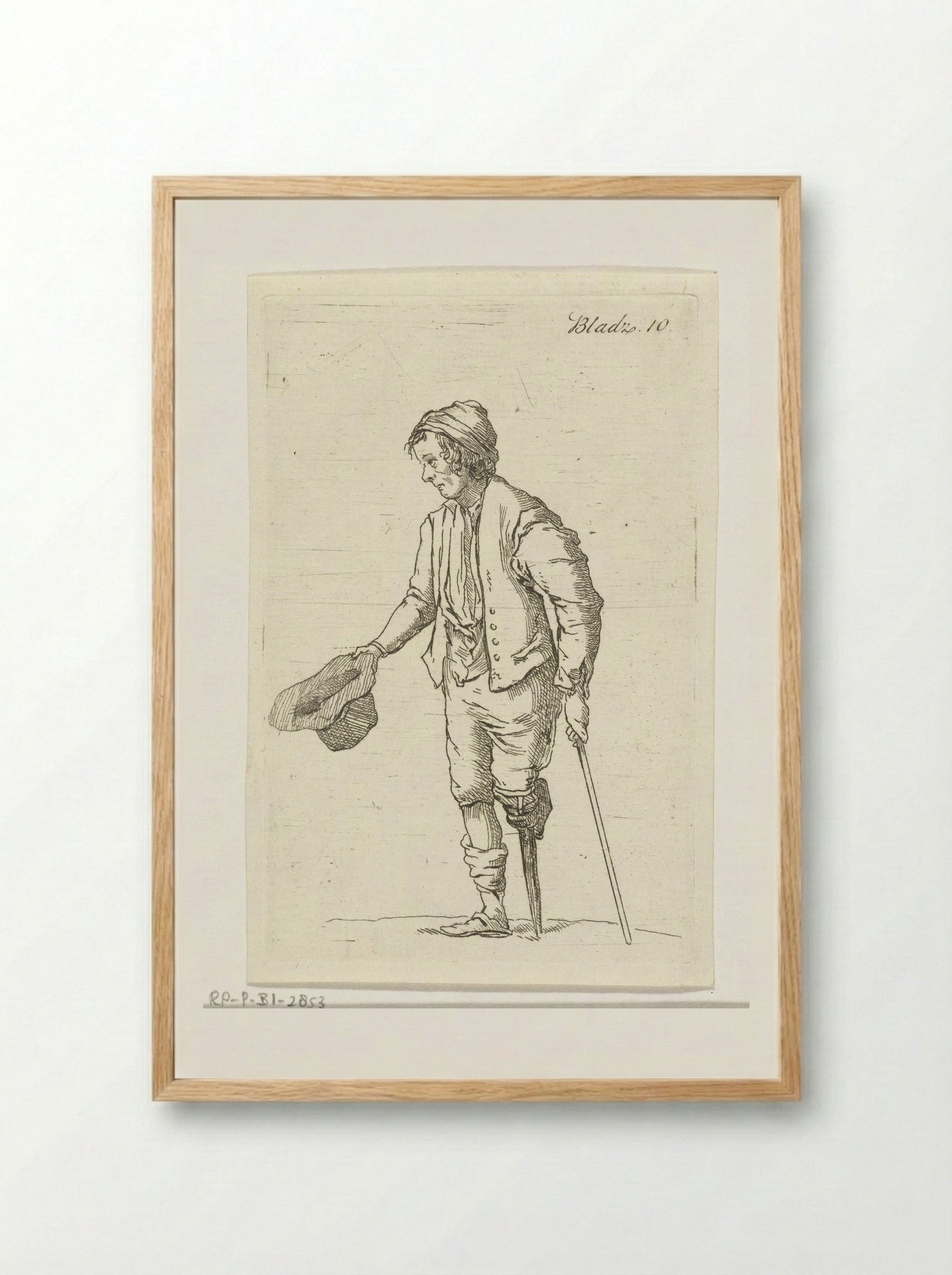 Staande bedelaar (Standing Beggar) - Anthonie van den Bos - Framed Print Wood