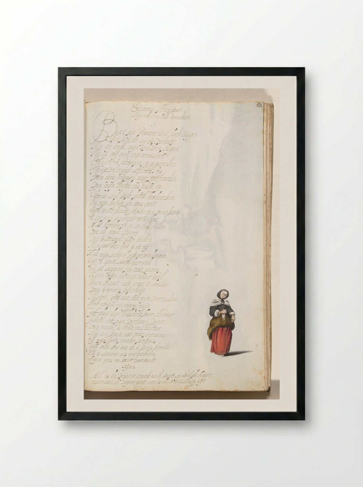 Staande dame (Standing Lady) - Gesina ter Borch - Framed Print Black