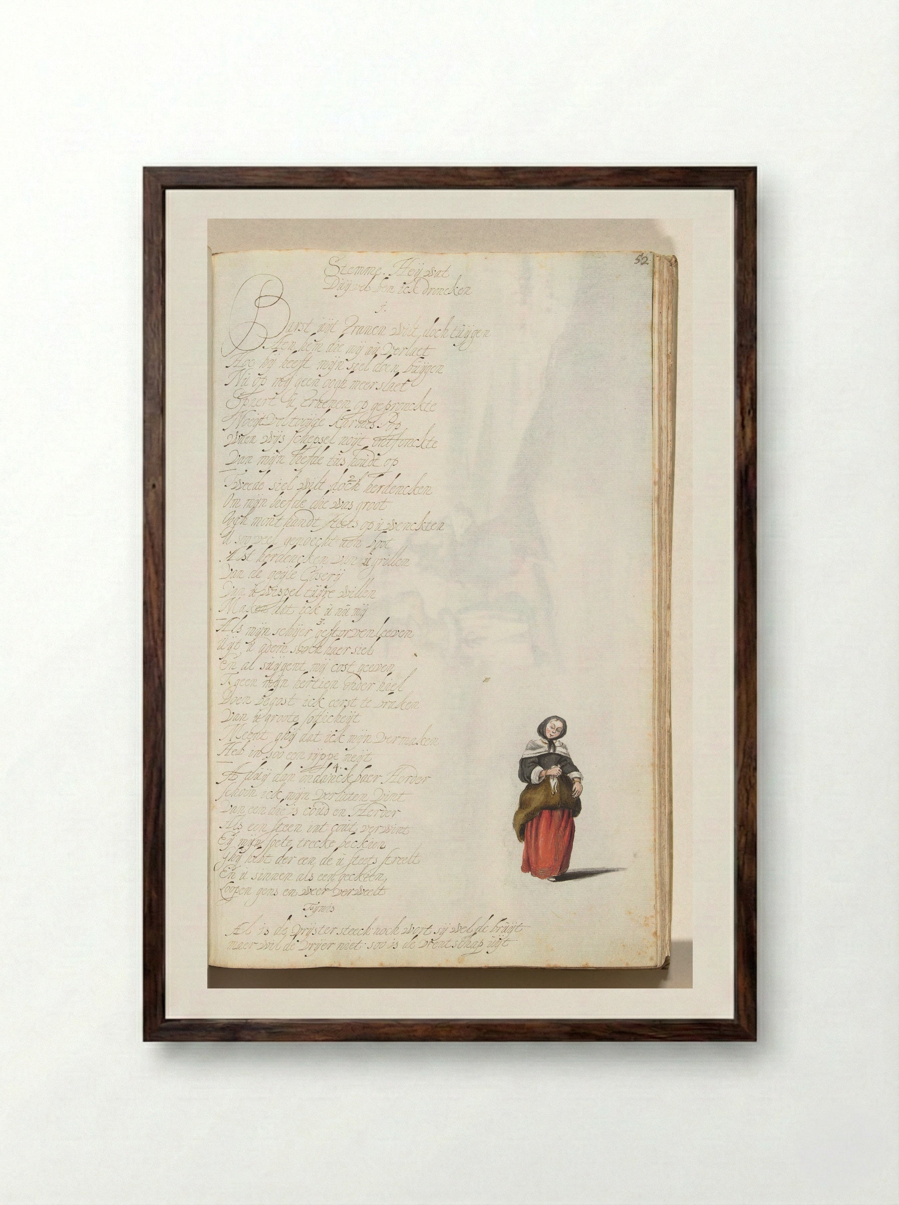 Staande dame (Standing Lady) - Gesina ter Borch - Framed Print Dark Wood