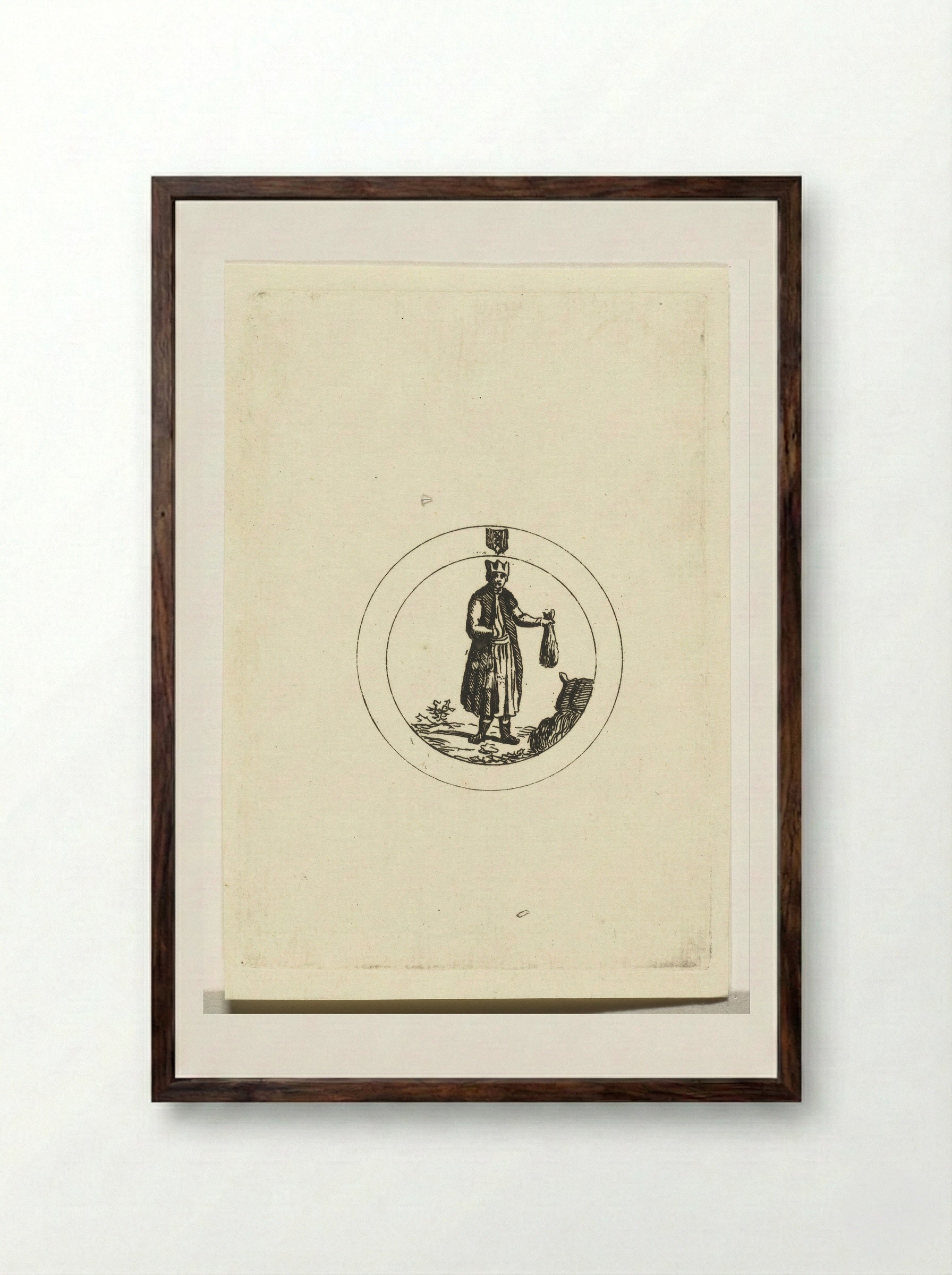Staande figuur in een cirkel - Anthonie van den Bos - Framed Print Dark Wood