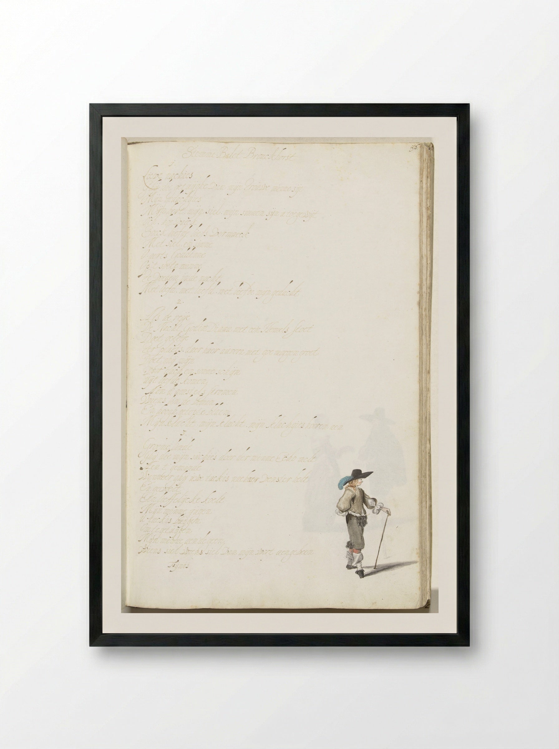 Staande heer (Standing Gentleman) - Gesina ter Borch - Framed Print Black