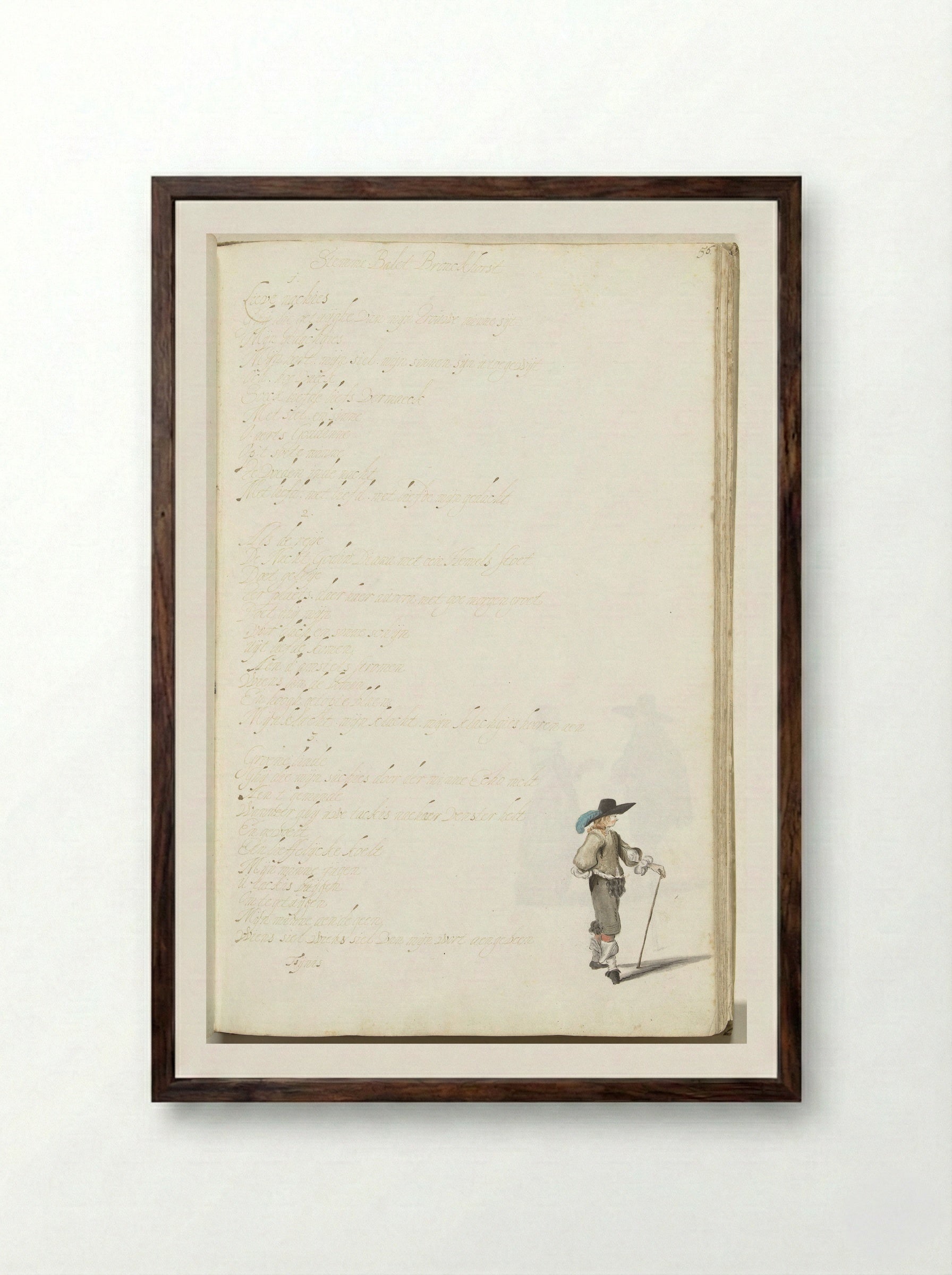 Staande heer (Standing Gentleman) - Gesina ter Borch - Framed Print Dark Wood