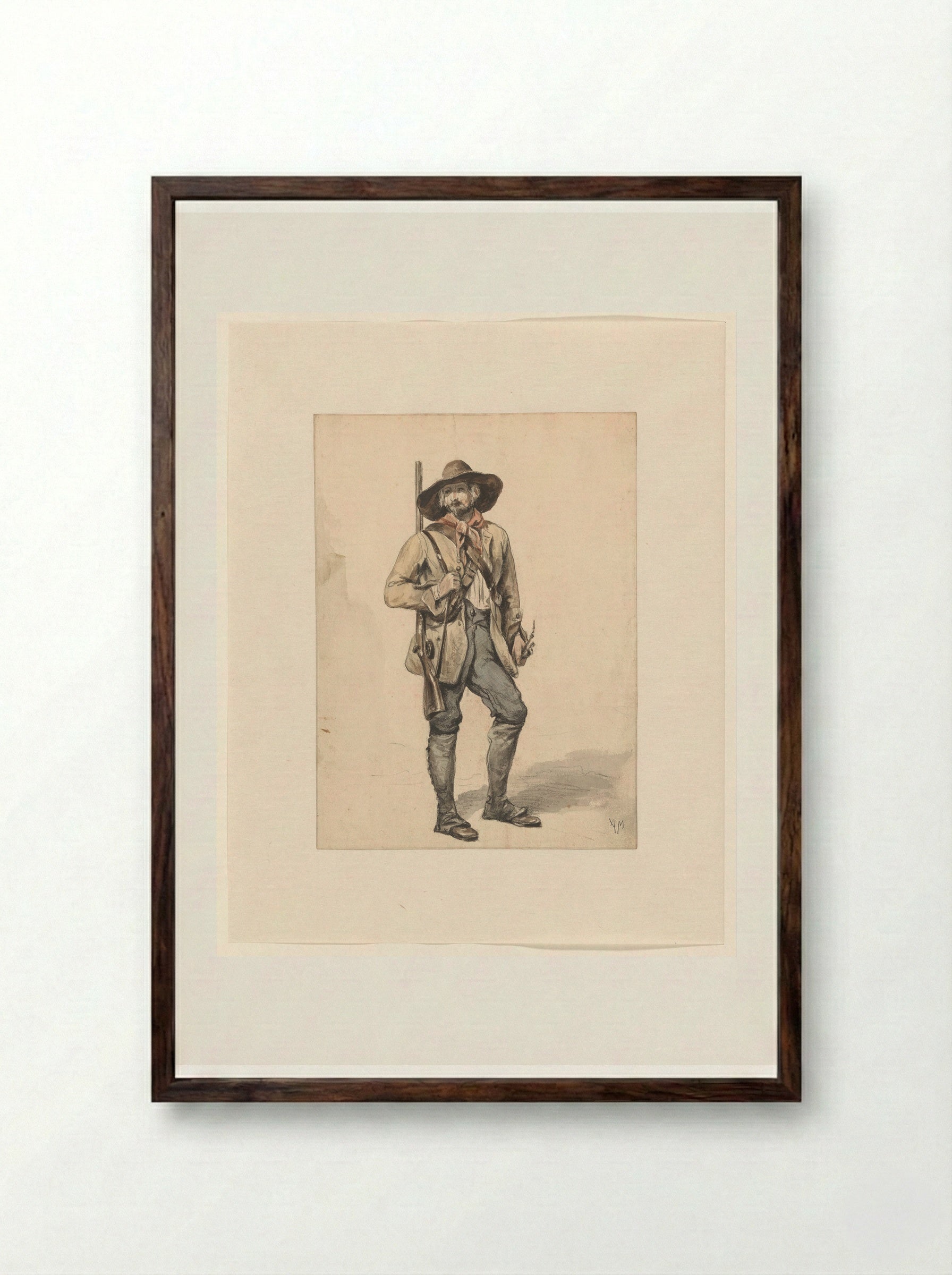 Staande jager (Standing Hunter) - Anton Mauve - Framed Print Dark Wood