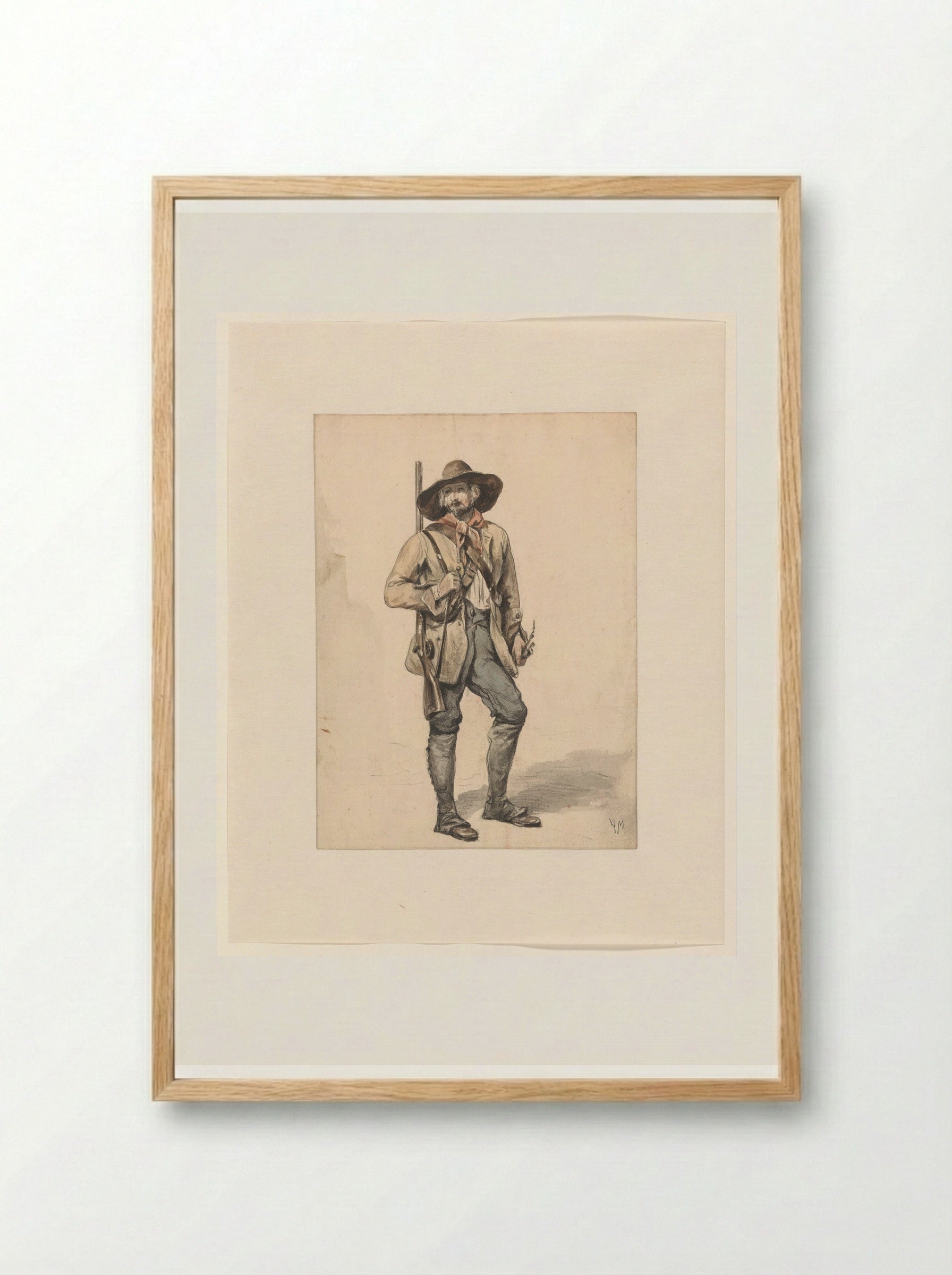 Staande jager (Standing Hunter) - Anton Mauve - Framed Print Wood