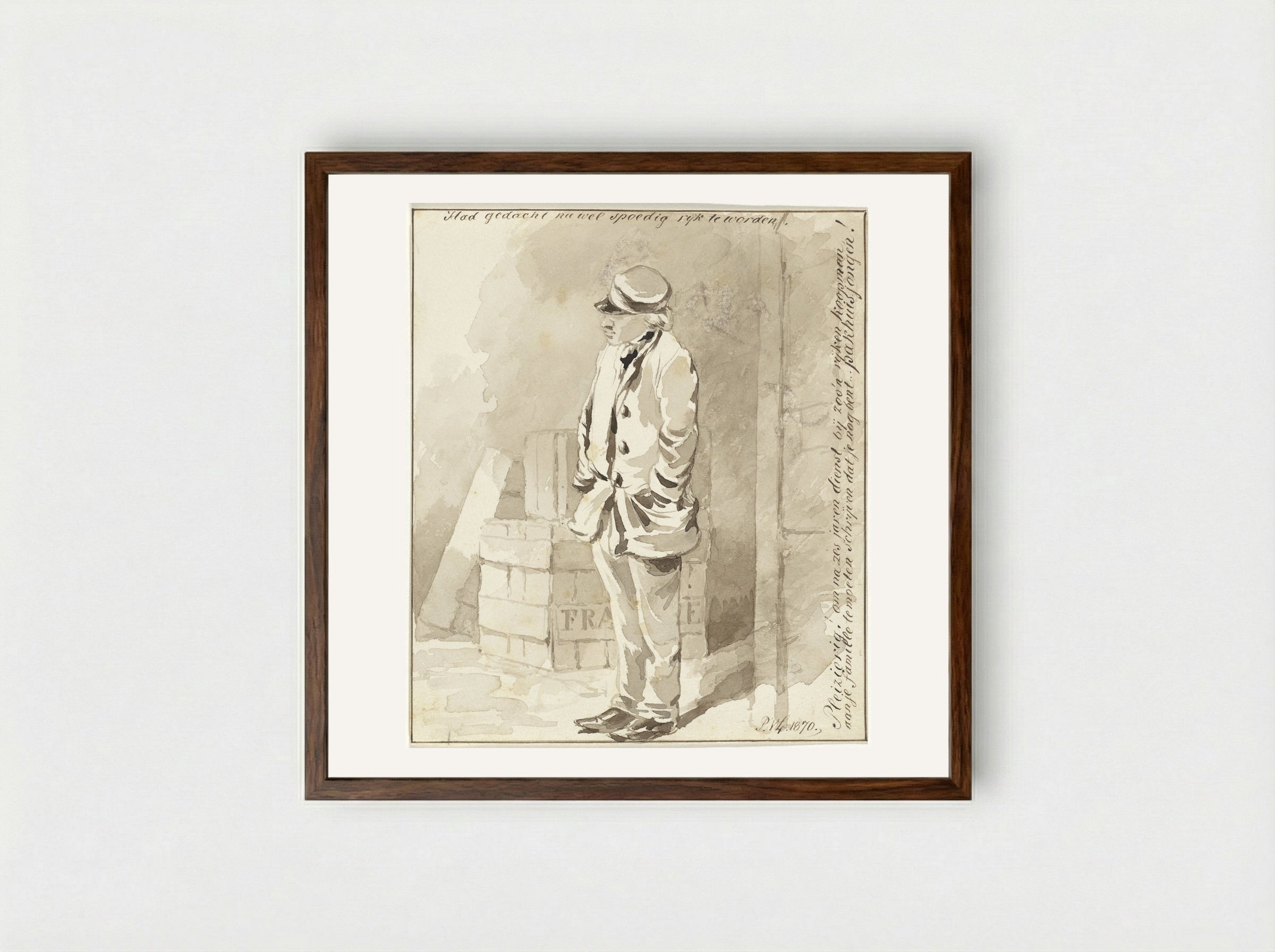 Staande jongeman - Pieter van Loon - Framed Print Dark Wood