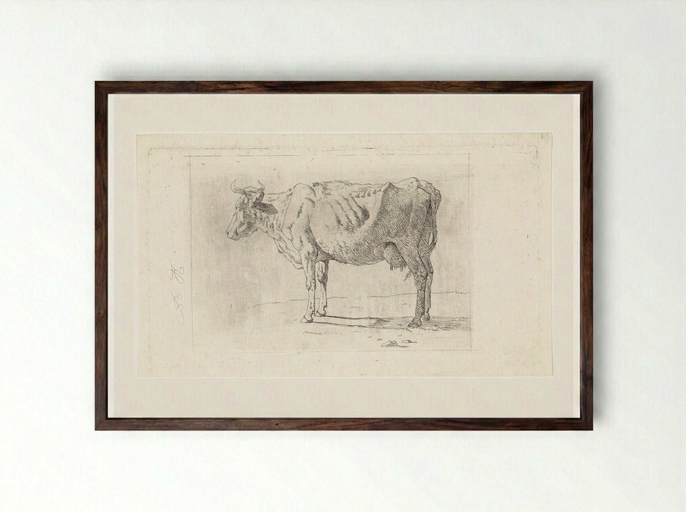 Staande koe, naar links - Wouter Johannes van Troostwijk - Framed Print Dark Wood
