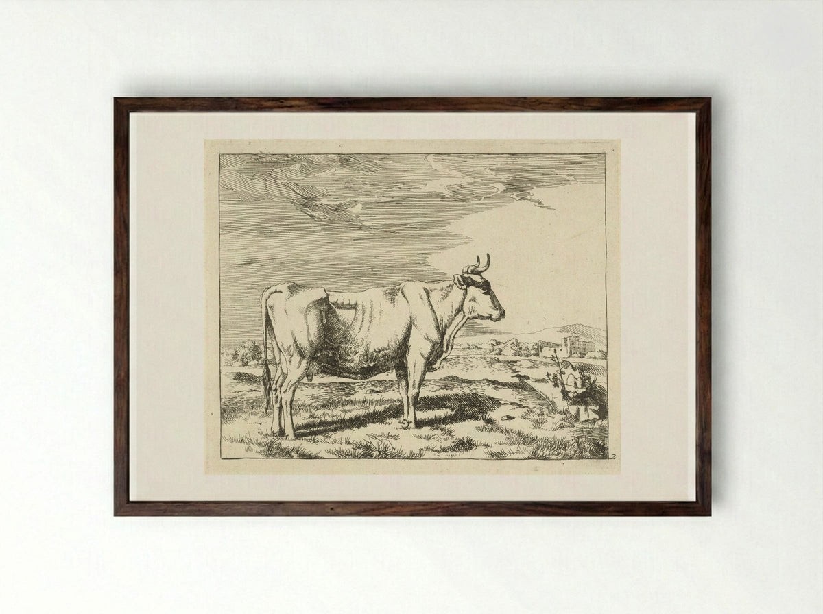 Staande koe, naar rechts - Marcus de Bye - Framed Print Dark Wood
